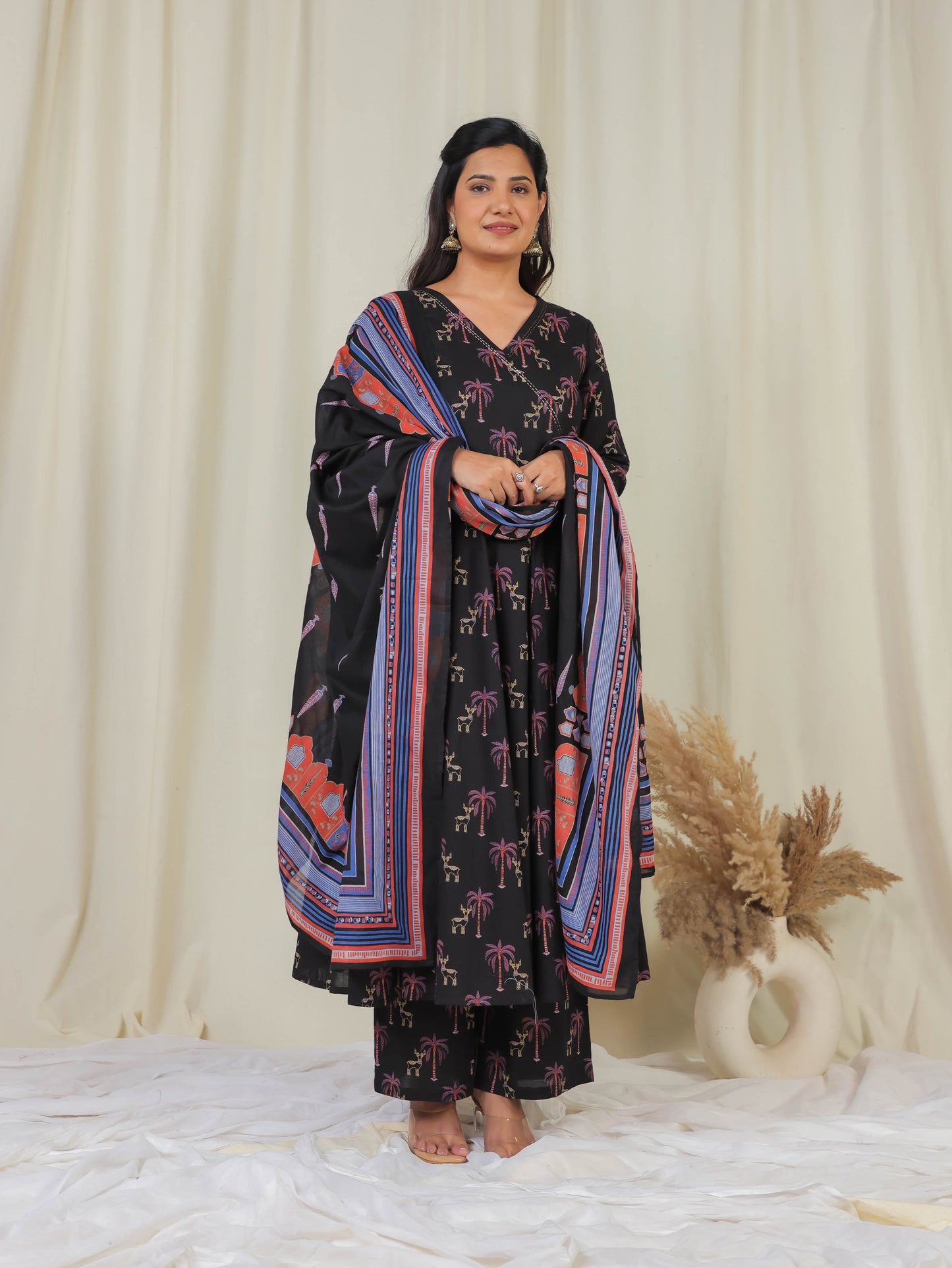 Cotton Voile Mughal Black Dupatta