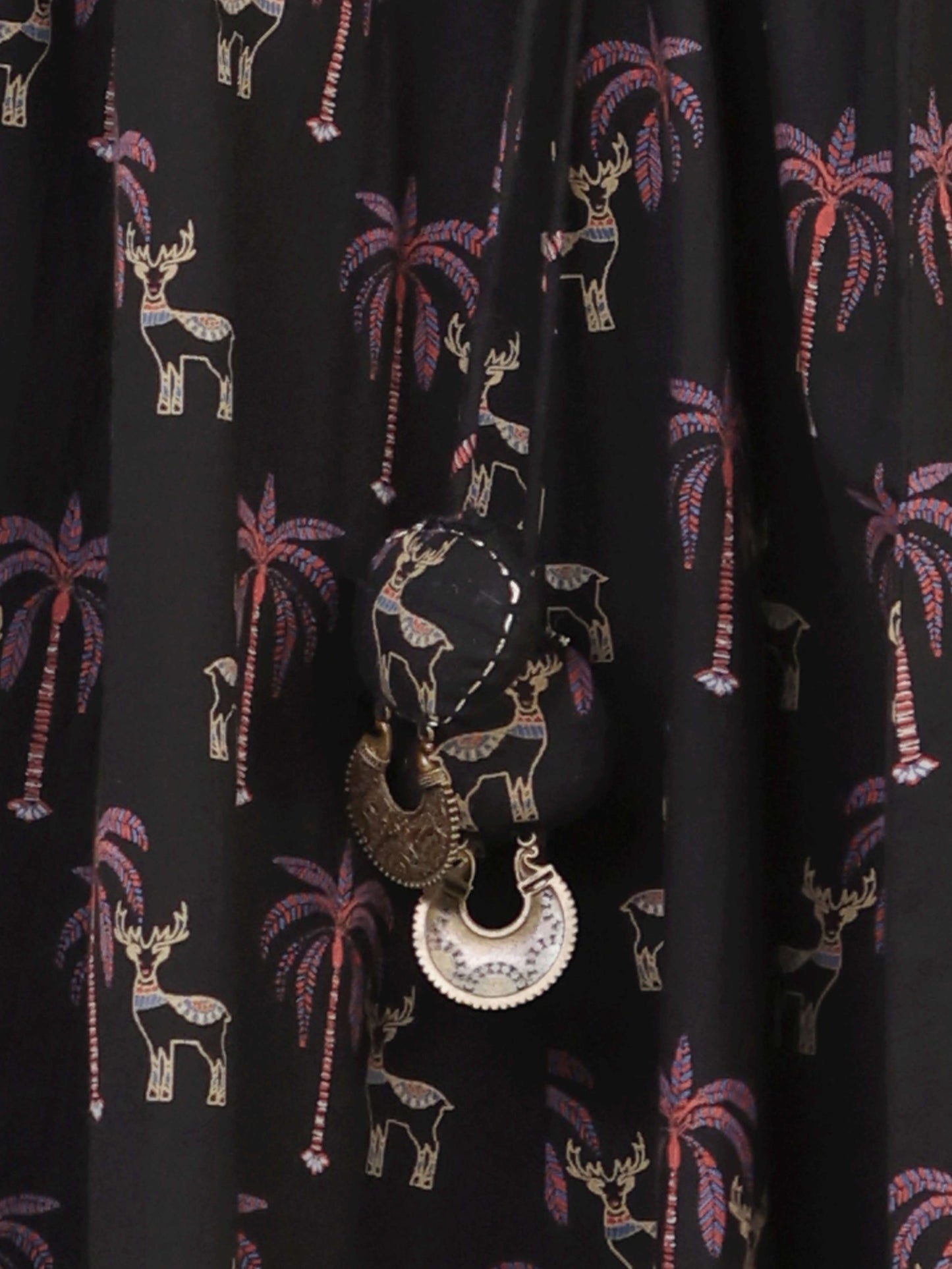 Embroidered Soft Cotton Animal Angrakha Black Kurta