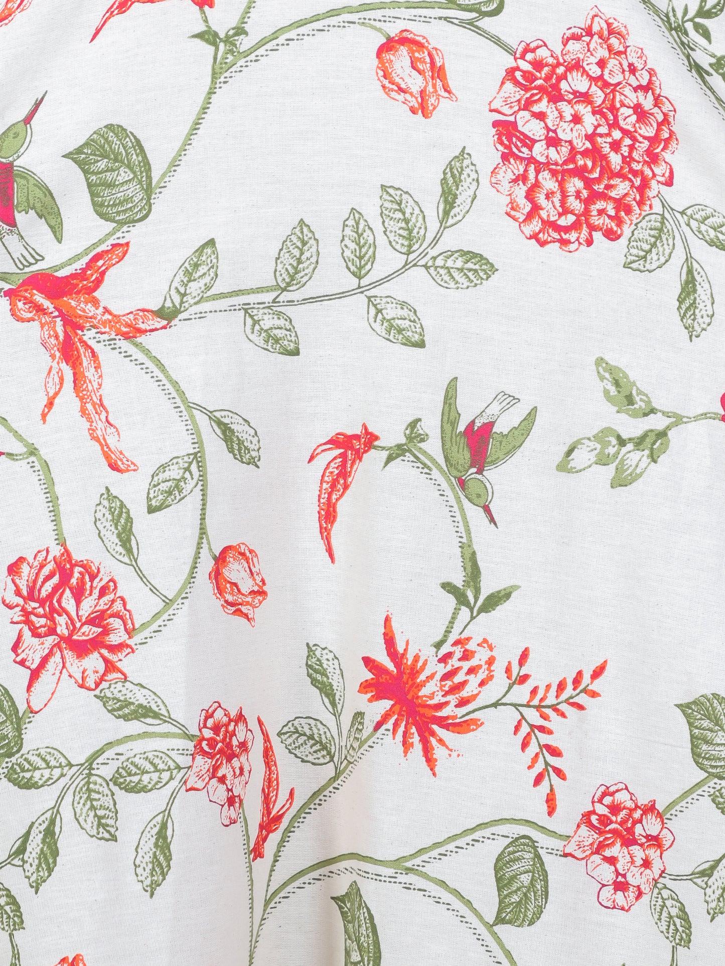 Linen Cotton Floral Anarkali Off White Dress