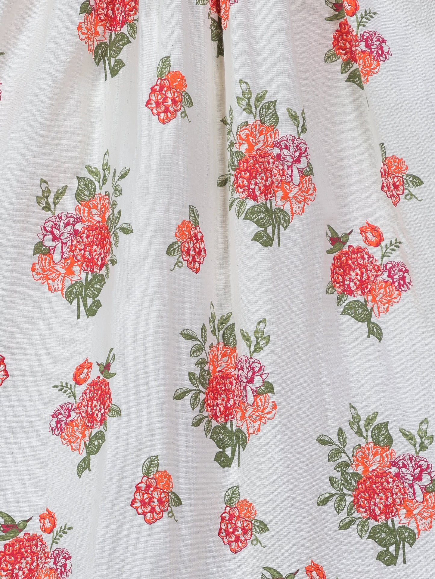 Linen Cotton Floral Anarkali Off White Dress