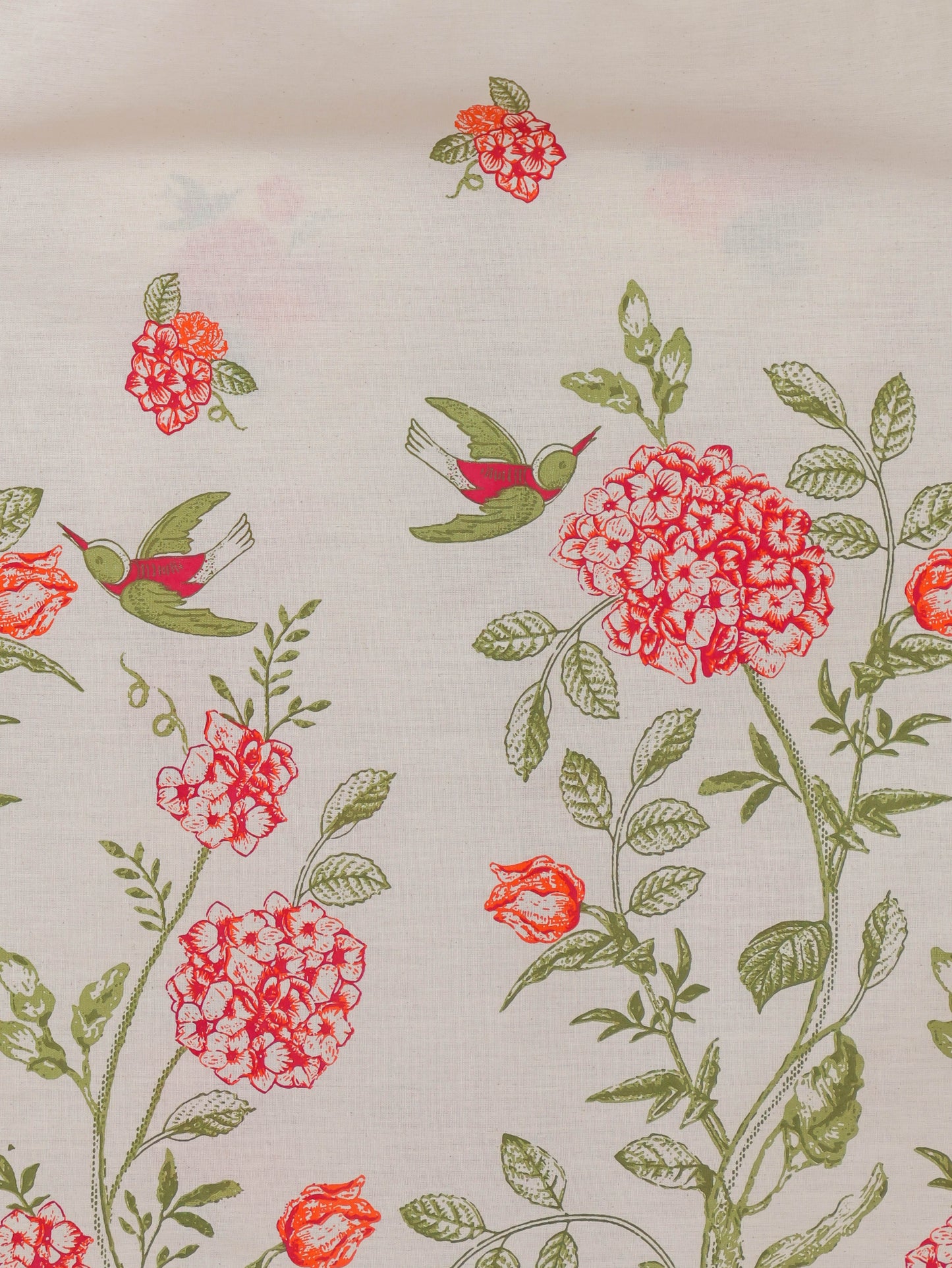 Linen Cotton Floral A-line Off White Kurta