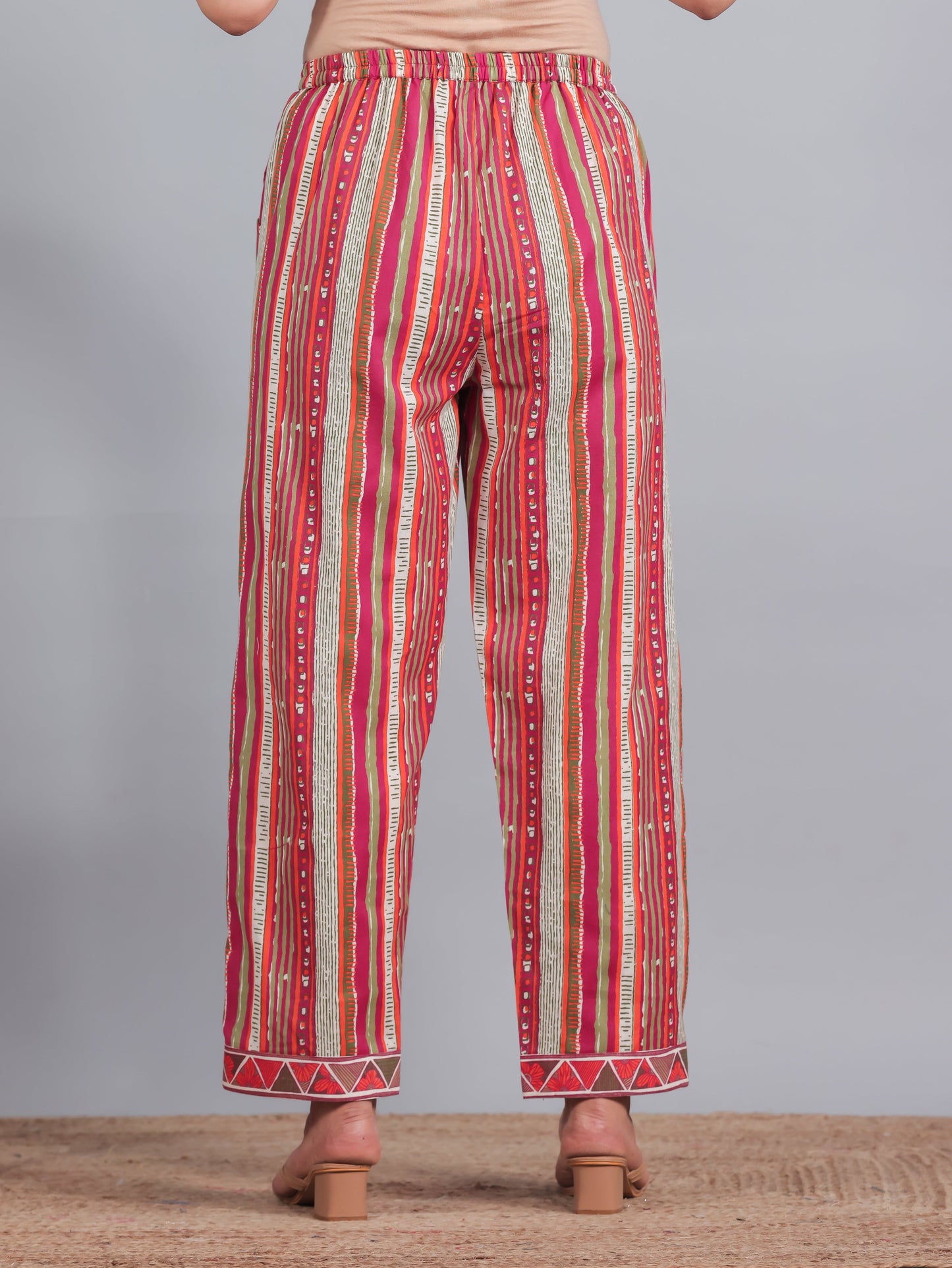 Linen Cotton Striped Multicolor Palazzo