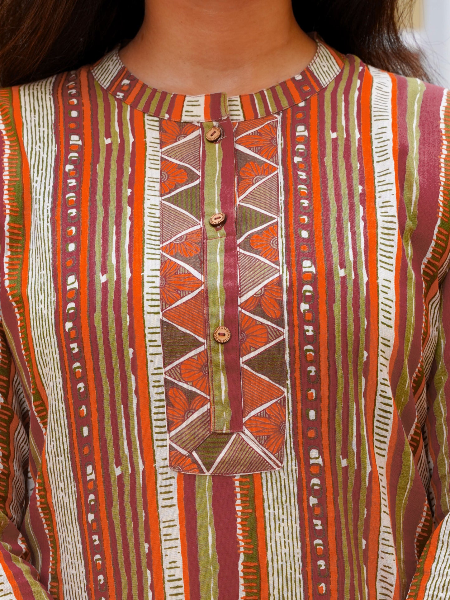 Linen Cotton Striped Straight Multicolor Kurta