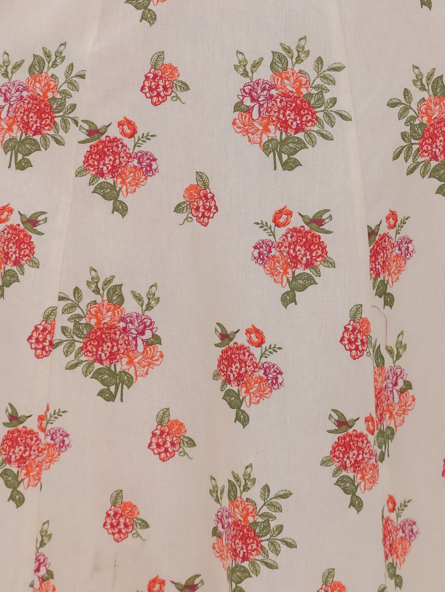 Linen Cotton Floral Anarkali Off White Kurta