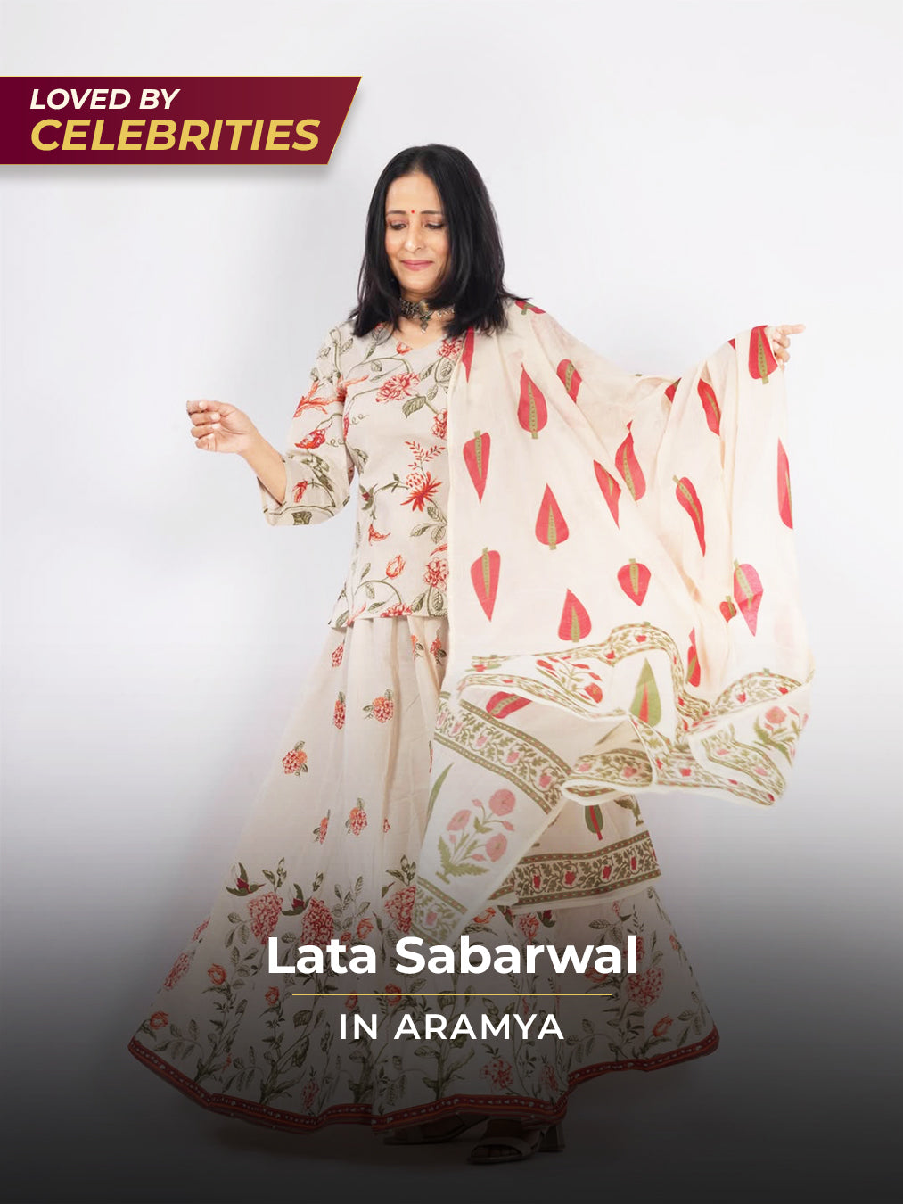 Linen Cotton Floral Straight Off White Kurta