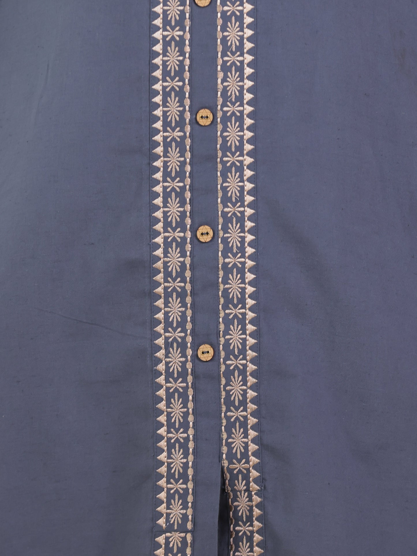 Embroidered Linen Cotton Solid Flared Grey Kurta