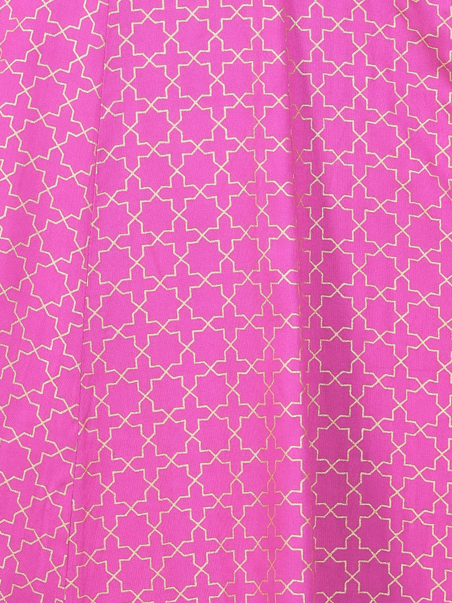 Viscose Gold foil Anarkali Pink Dress