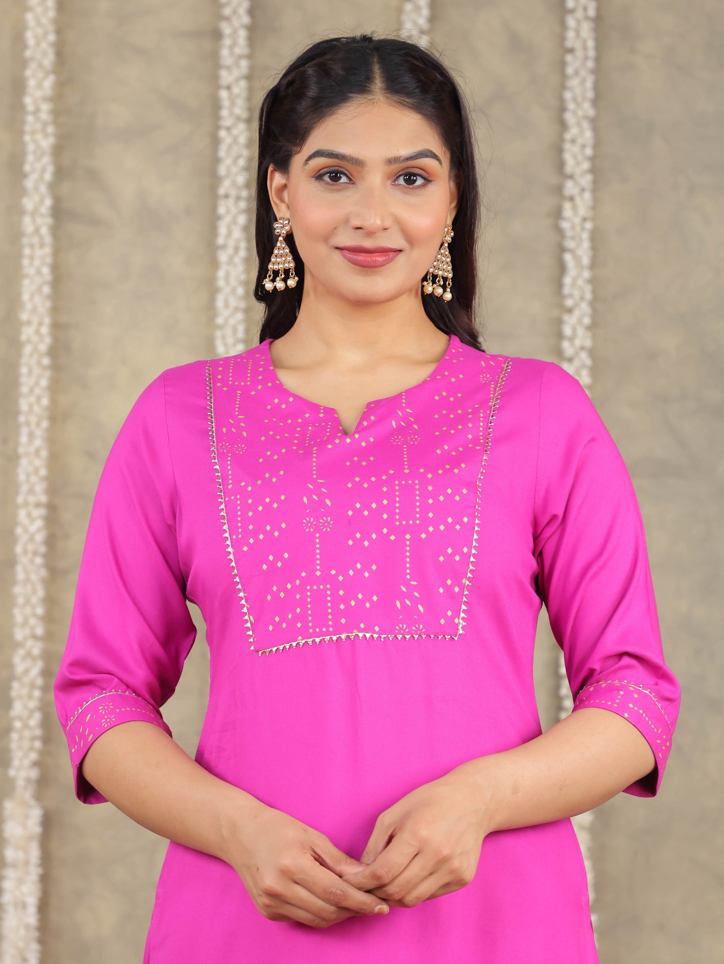 Viscose Solid Straight Pink Kurta