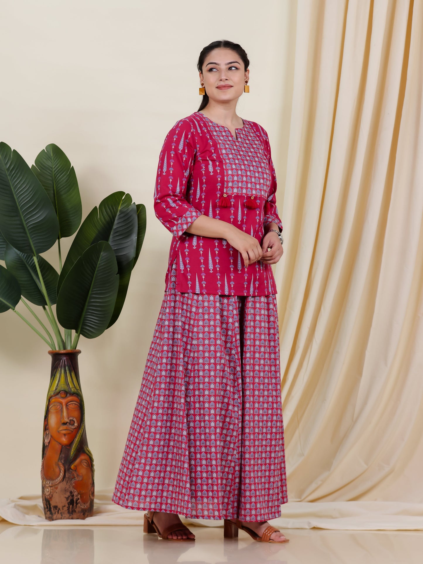 Soft Cotton Floral Straight Pink Kurta