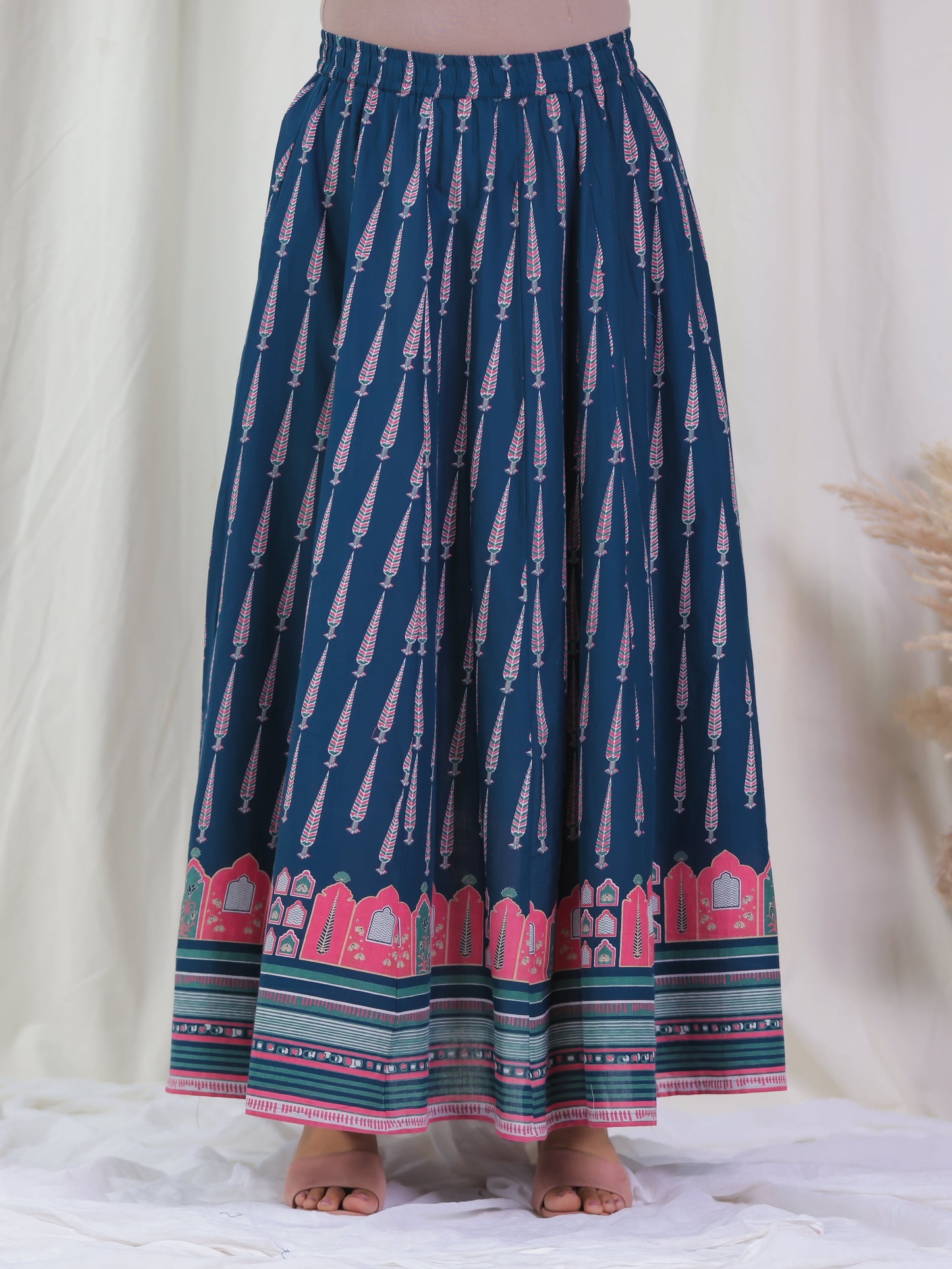Soft Cotton Ajrakh Blue Skirt