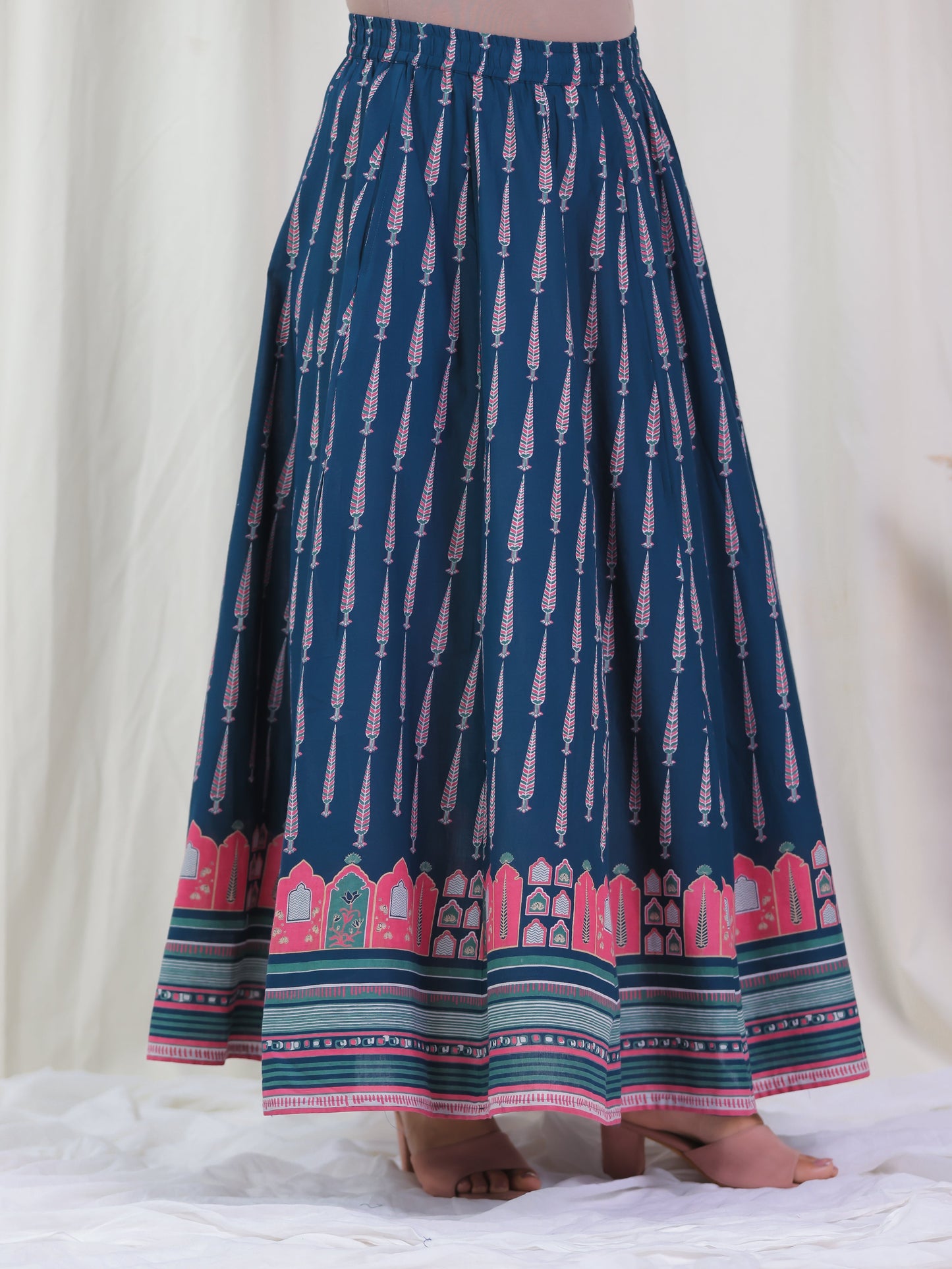 Soft Cotton Ajrakh Blue Skirt