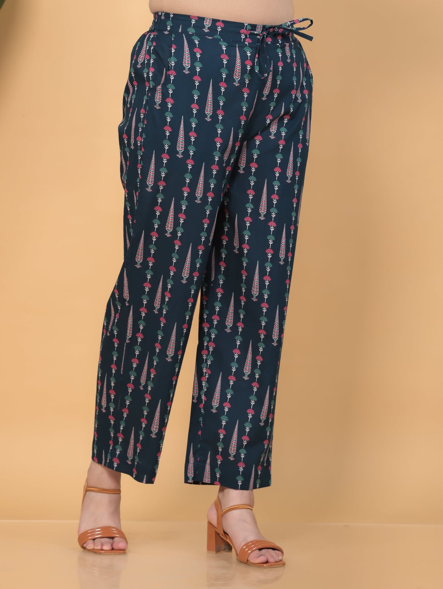 Embroidered Soft Cotton Abstract Flared Teal Kurta