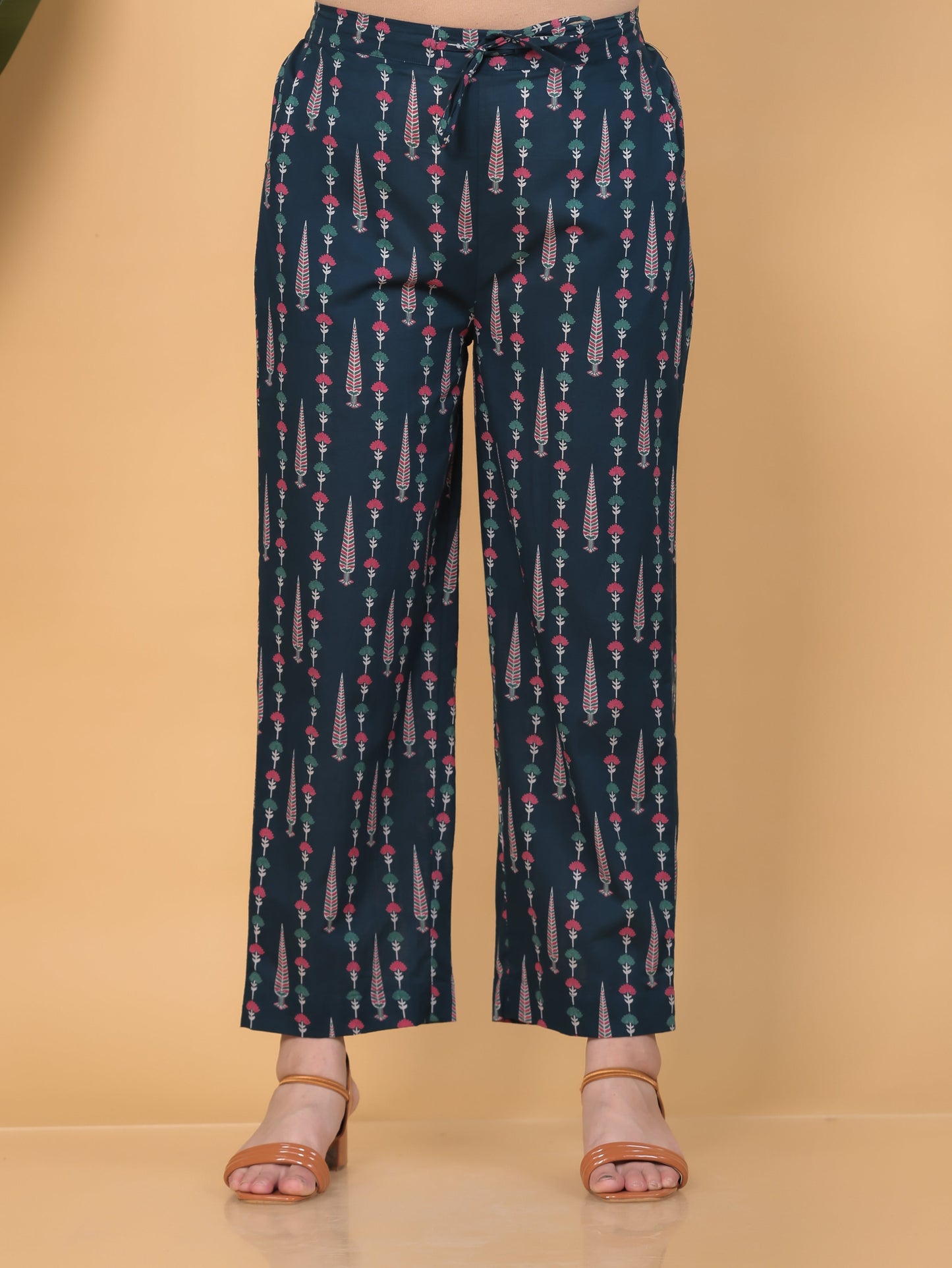 Embroidered Soft Cotton Abstract Flared Teal Kurta