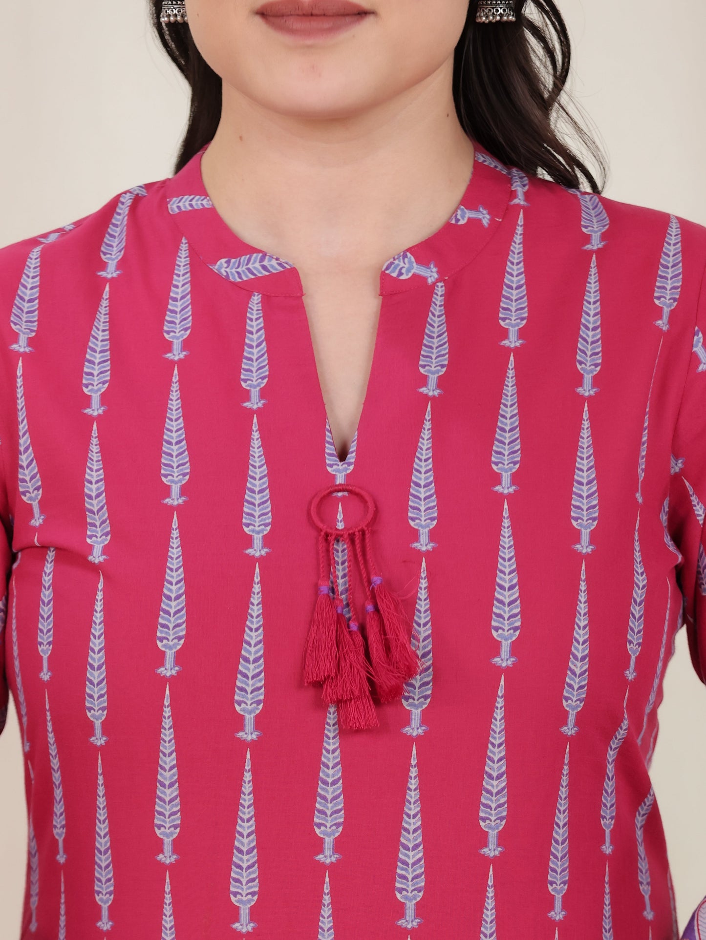 Soft Cotton Mughal Print Straight Pink Kurta