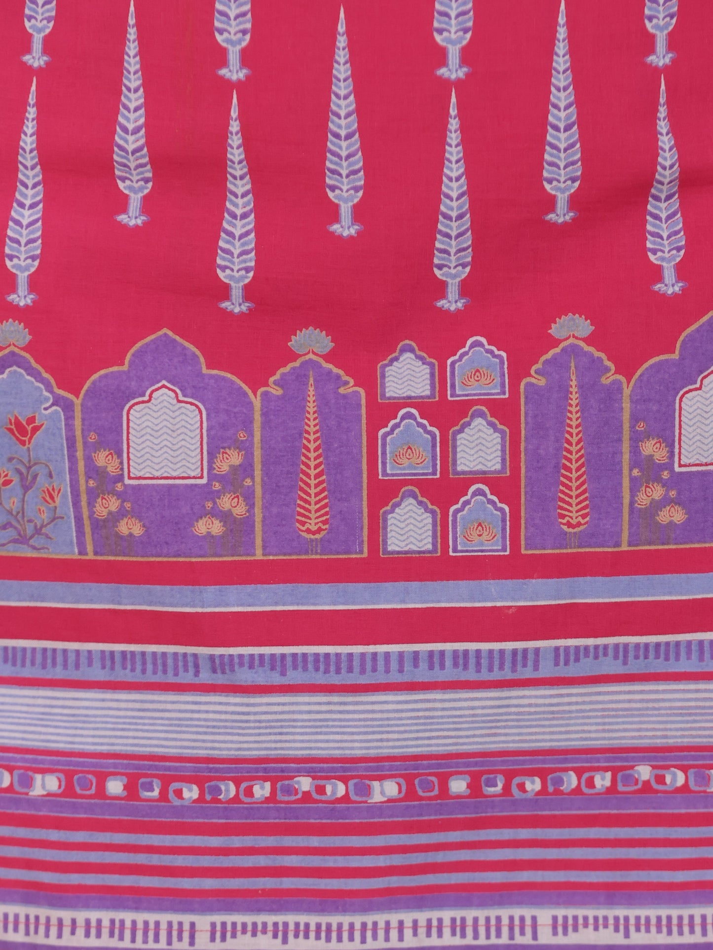 Soft Cotton Mughal Print Straight Pink Kurta