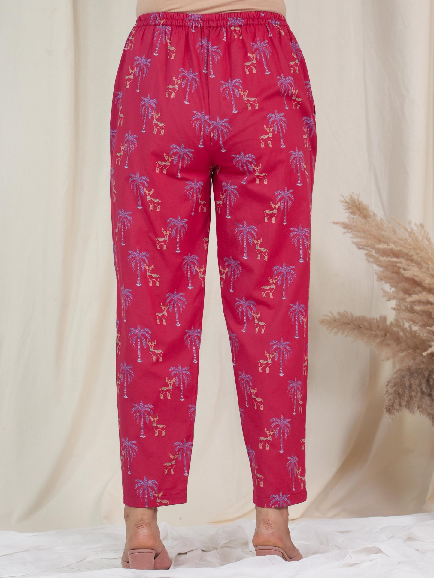 Soft Cotton Animal A-line Red Kurta