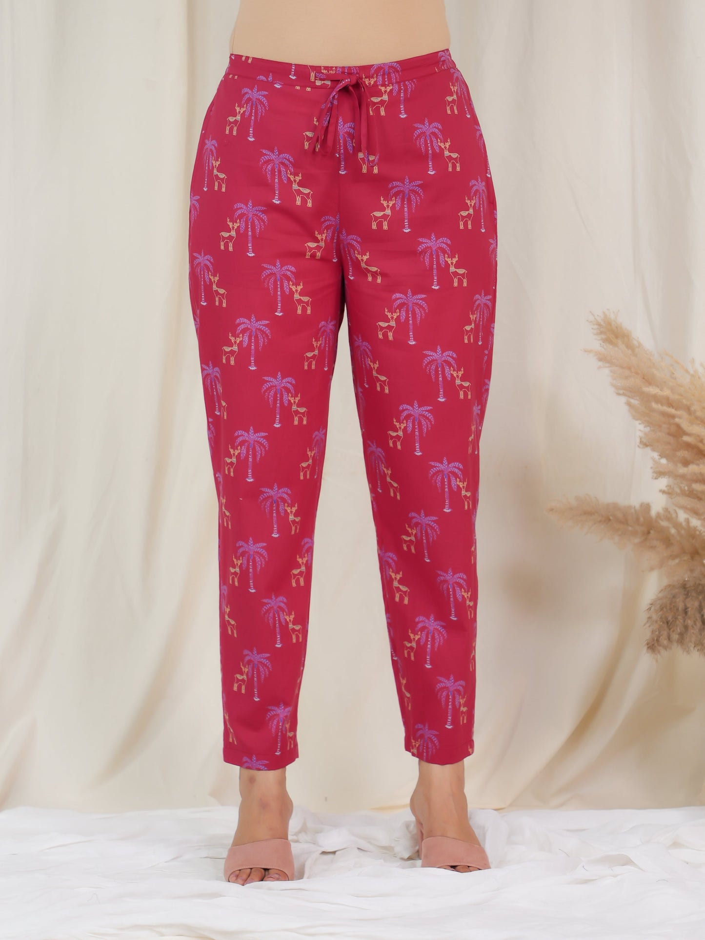 Soft Cotton Animal A-line Red Kurta