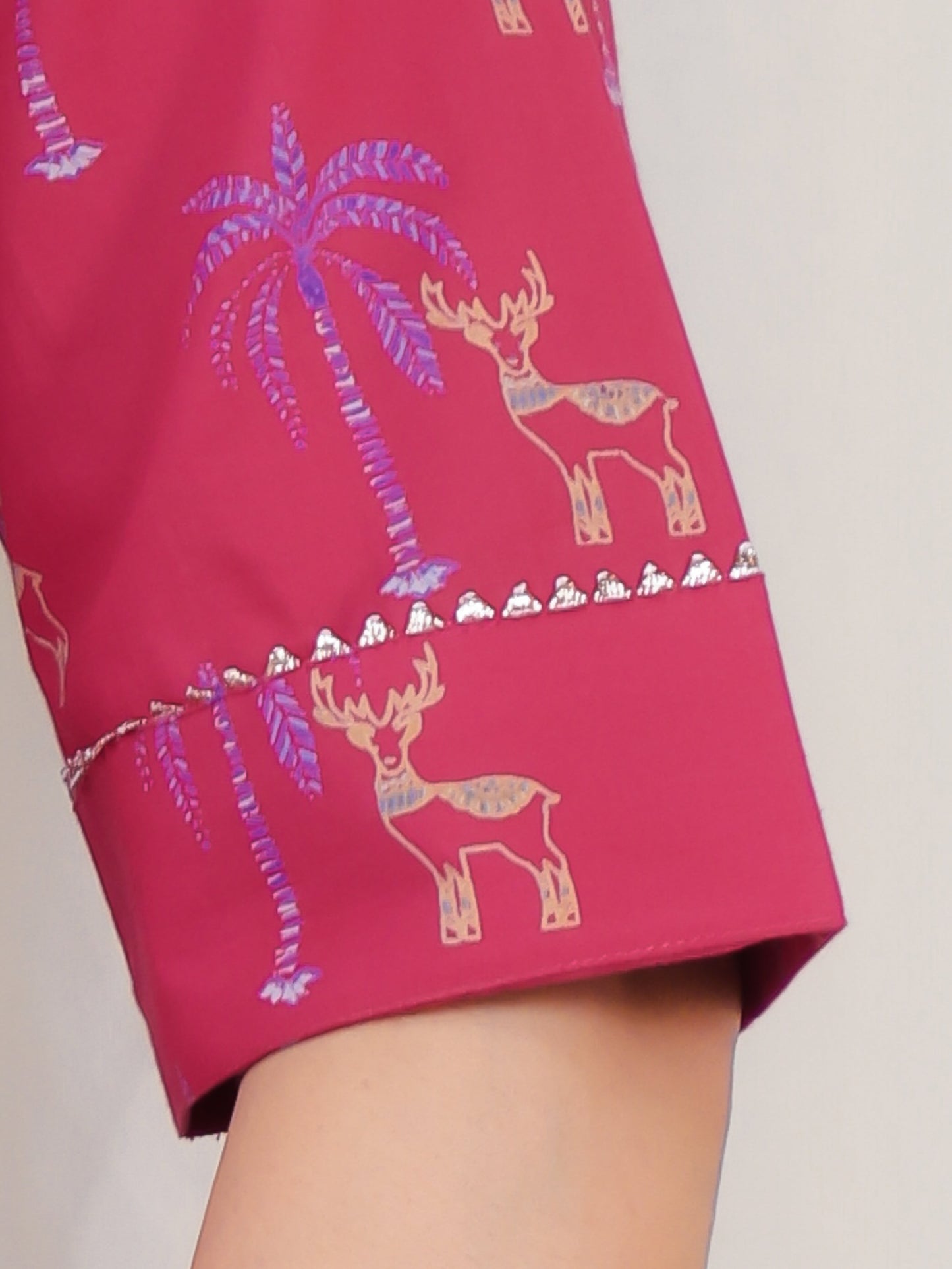 Soft Cotton Animal A-line Red Kurta