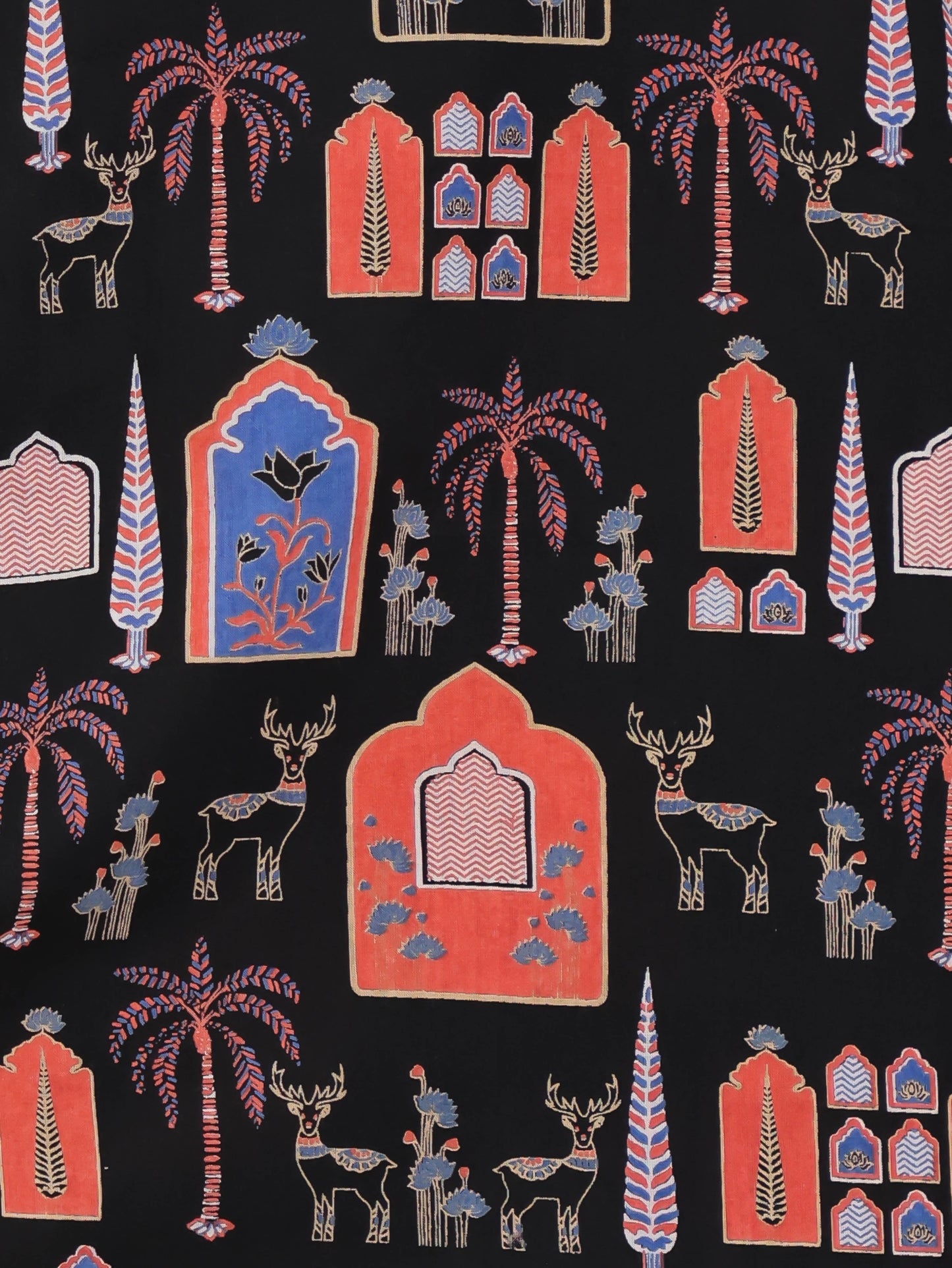 Soft Cotton Ajrakh Straight Black Kurta