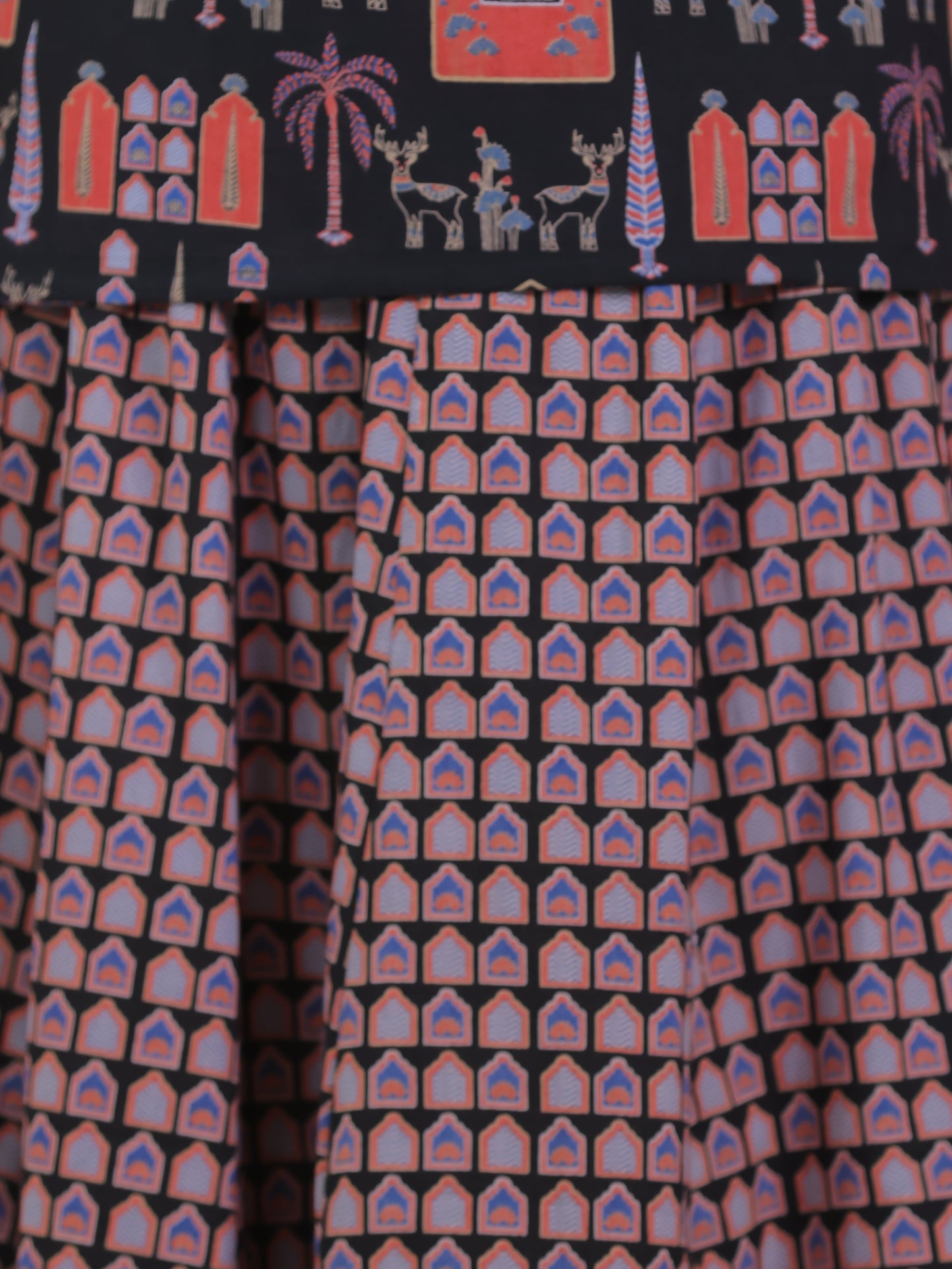 Soft Cotton Ajrakh Straight Black Kurta