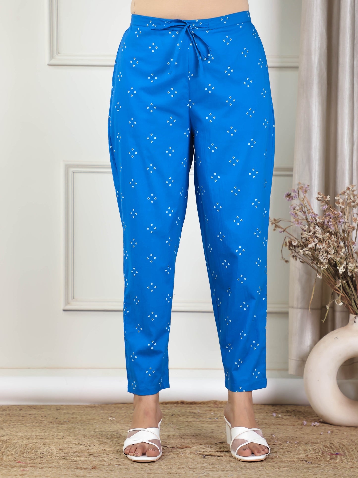 Soft Cotton Bandhani High Low Blue Kurta