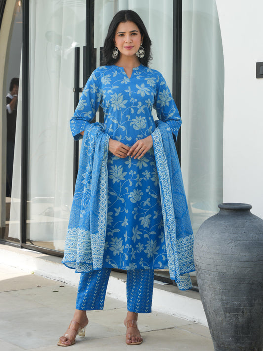 Cotton Voile Bandhani Blue Dupatta