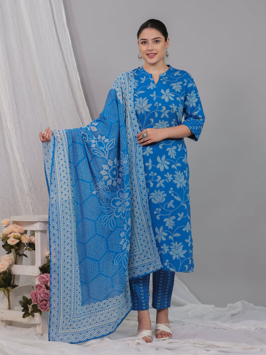 Cotton Voile Bandhani Blue Dupatta