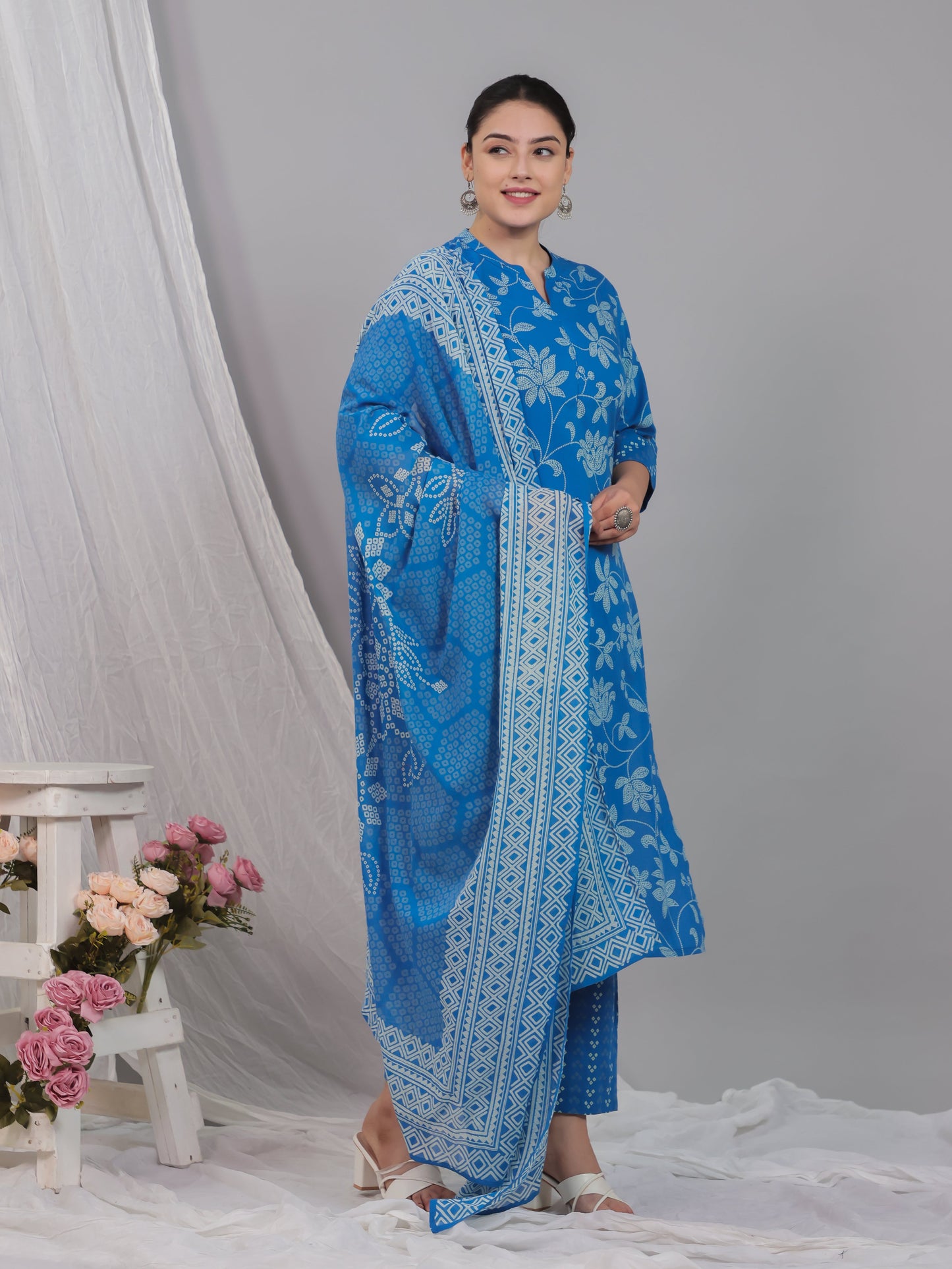 Cotton Voile Bandhani Blue Dupatta