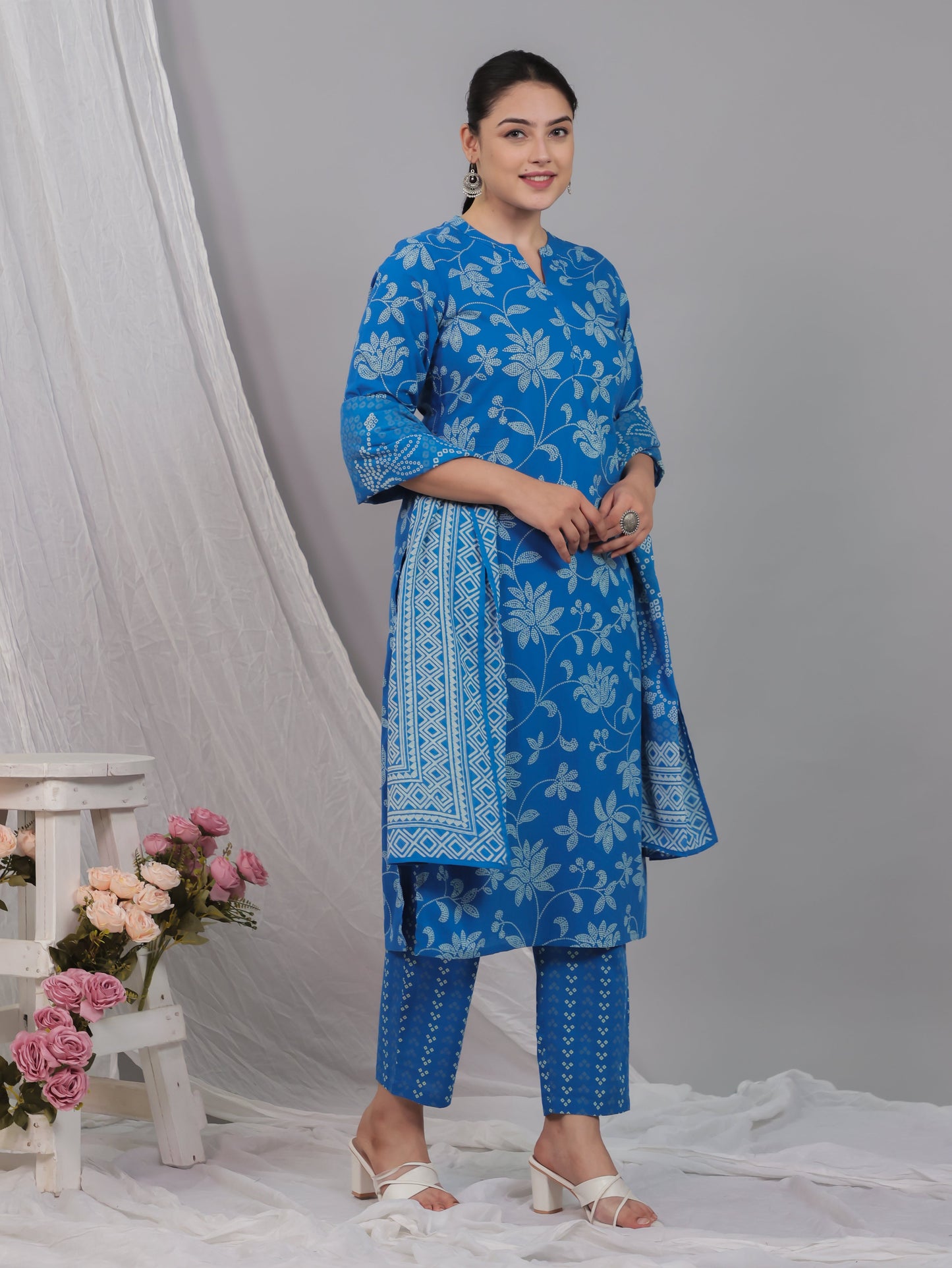 Cotton Voile Bandhani Blue Dupatta