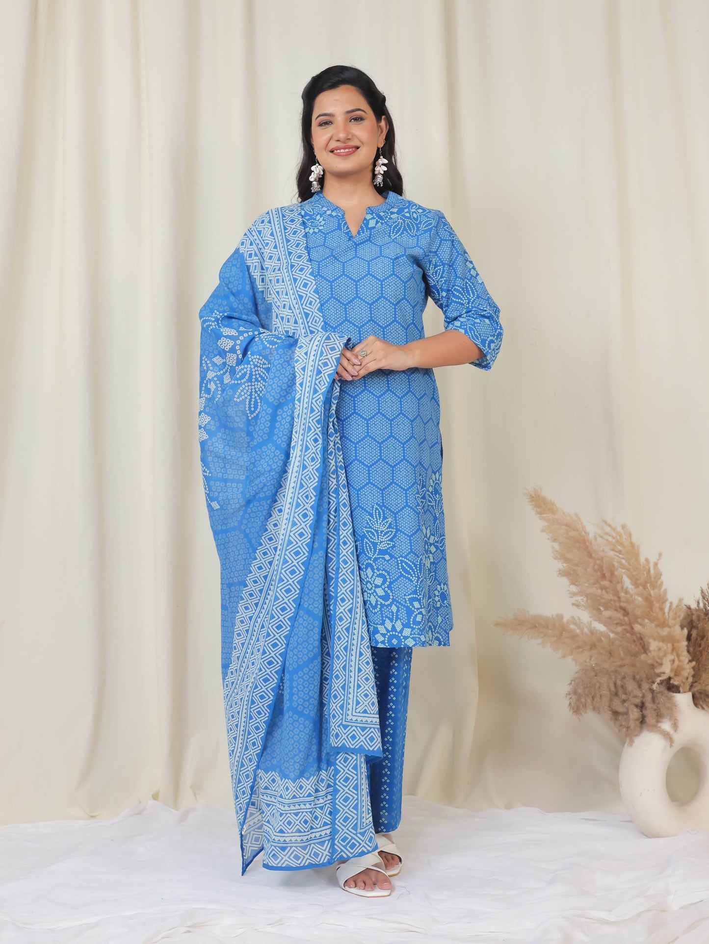 Cotton Voile Bandhani Blue Dupatta
