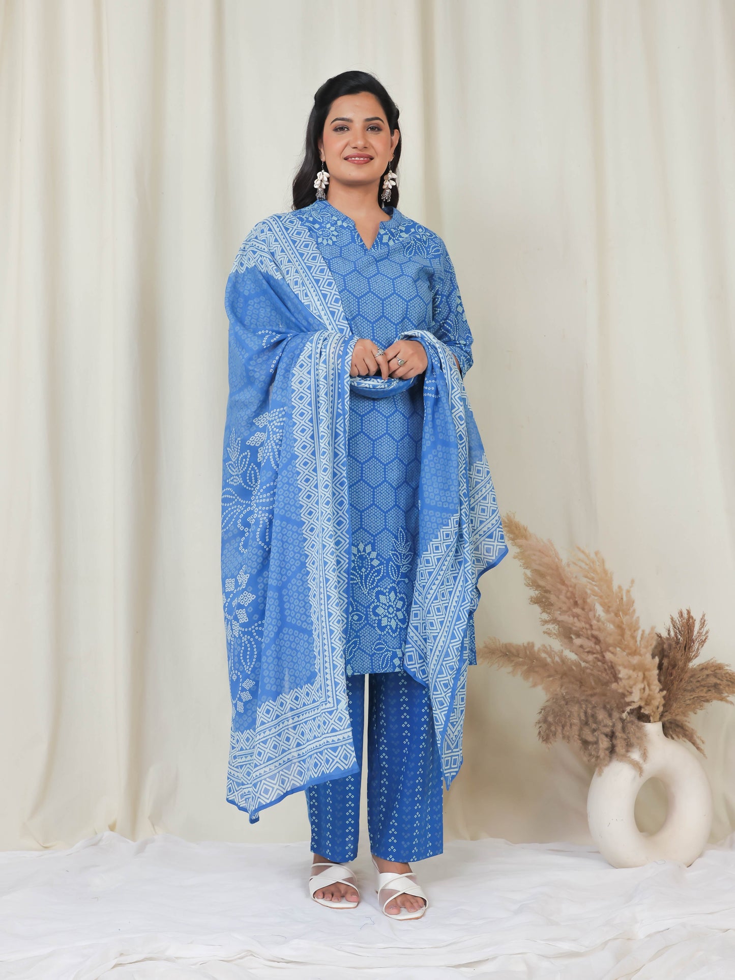 Cotton Voile Bandhani Blue Dupatta