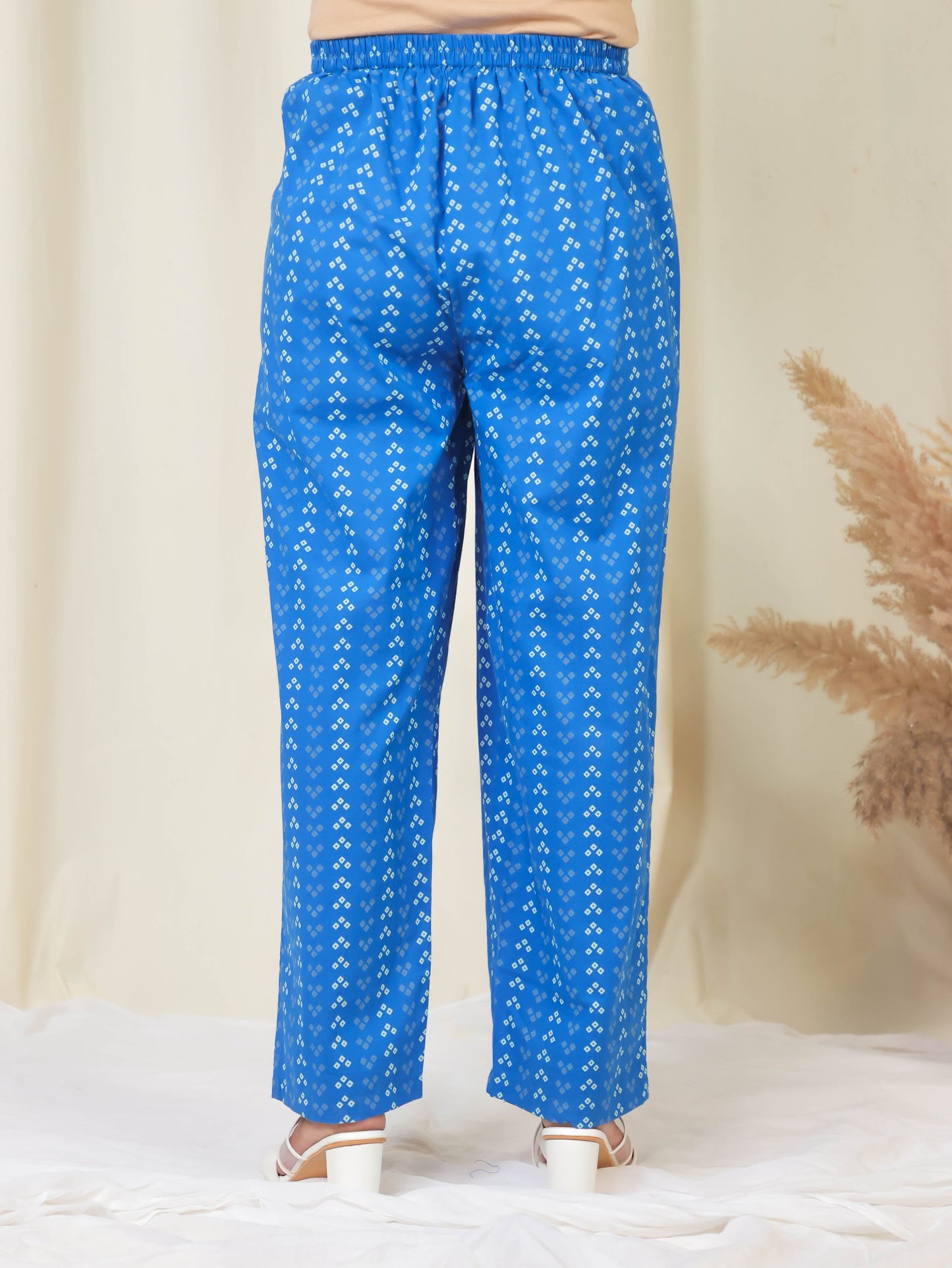Soft Cotton Bandhani Straight Blue Kurta