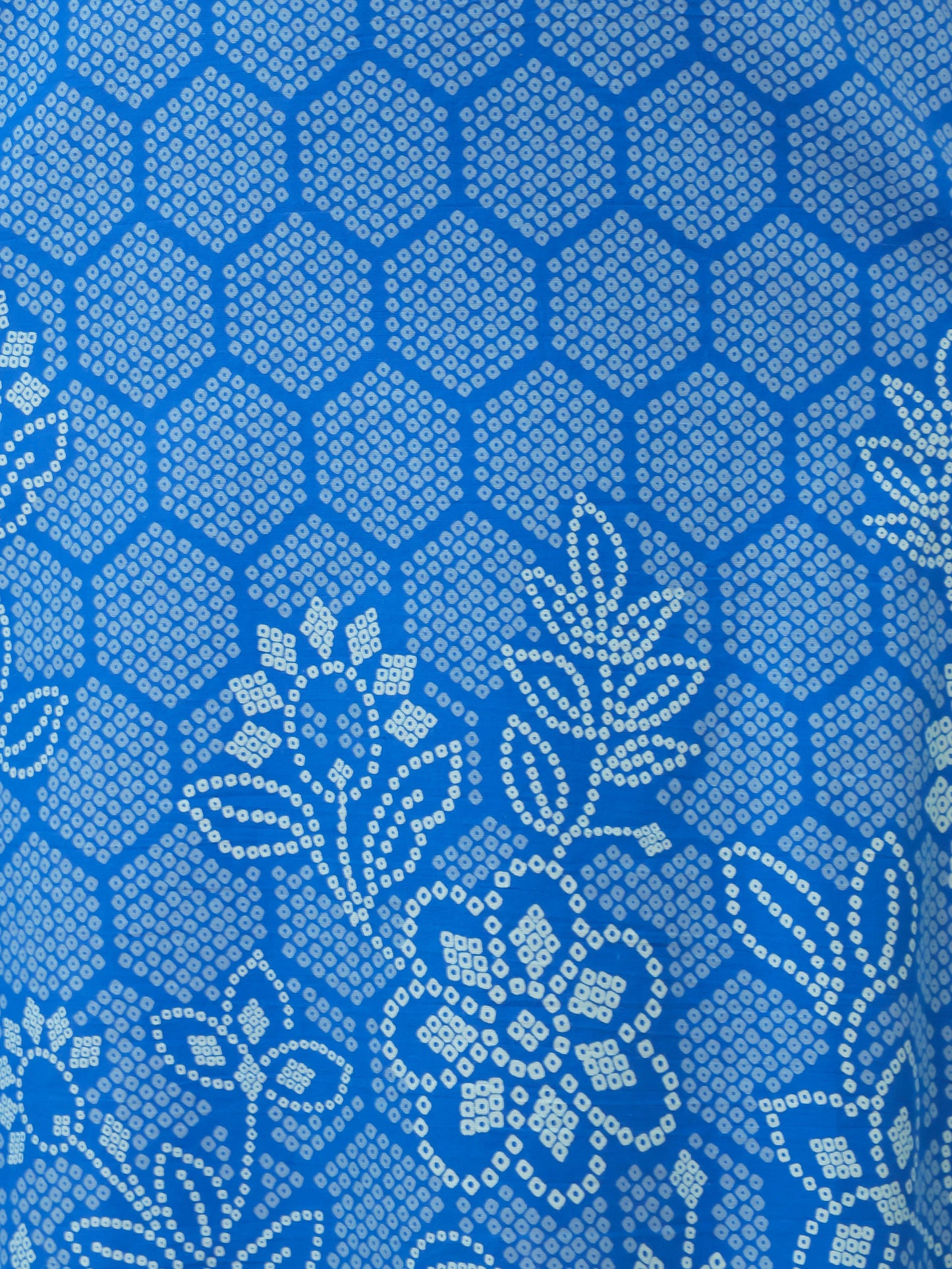 Soft Cotton Bandhani Straight Blue Kurta