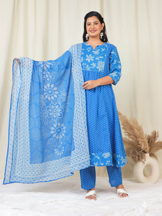 Cotton Voile Bandhani Blue Dupatta