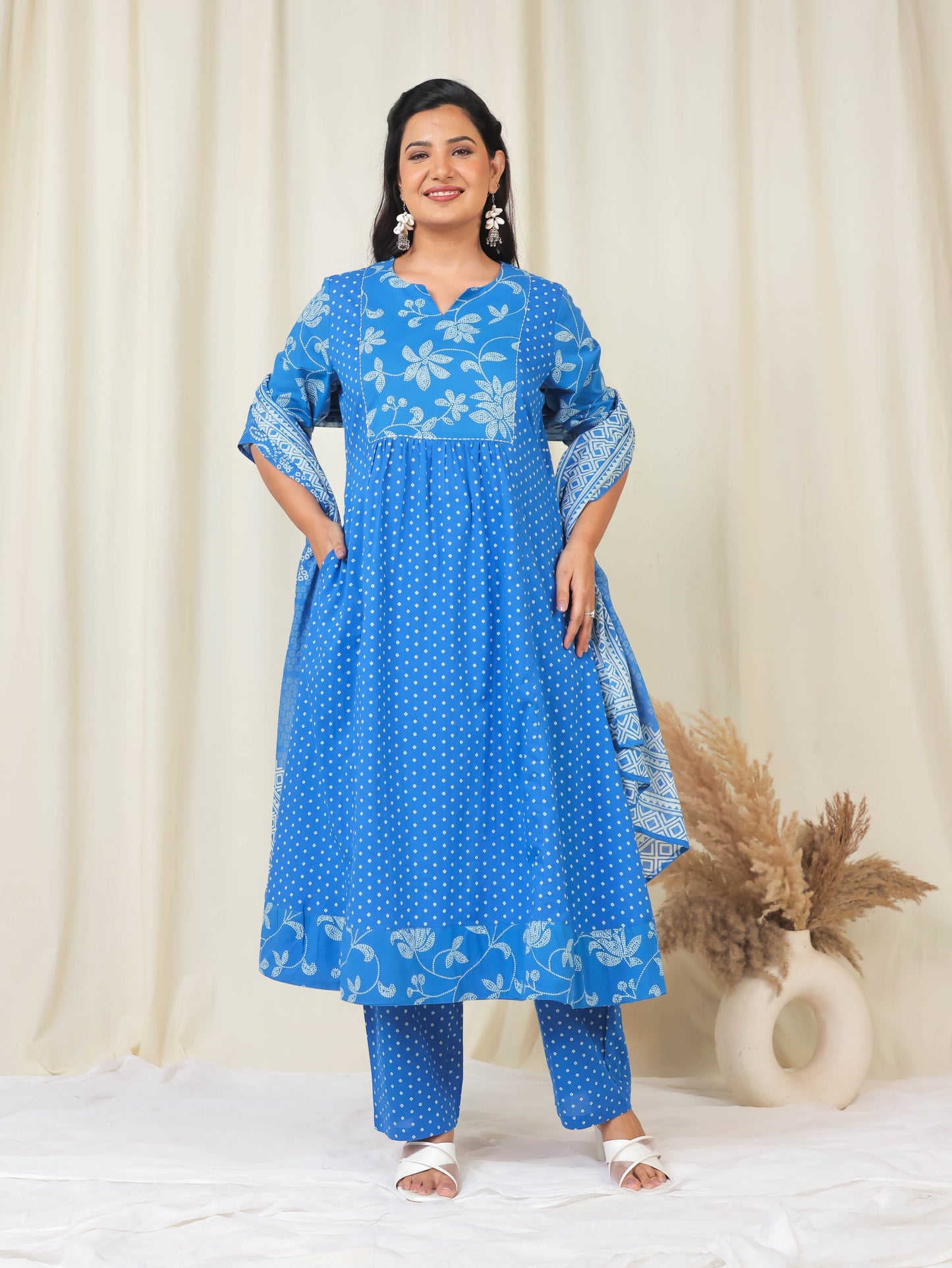 Cotton Voile Bandhani Blue Dupatta