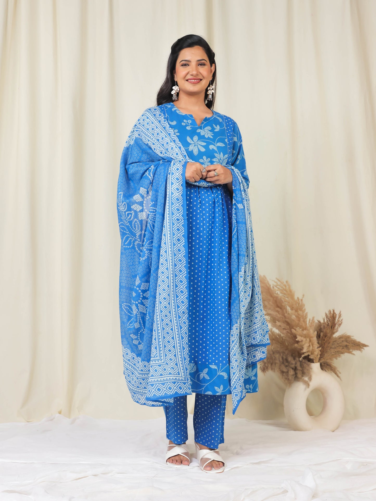 Cotton Voile Bandhani Blue Dupatta