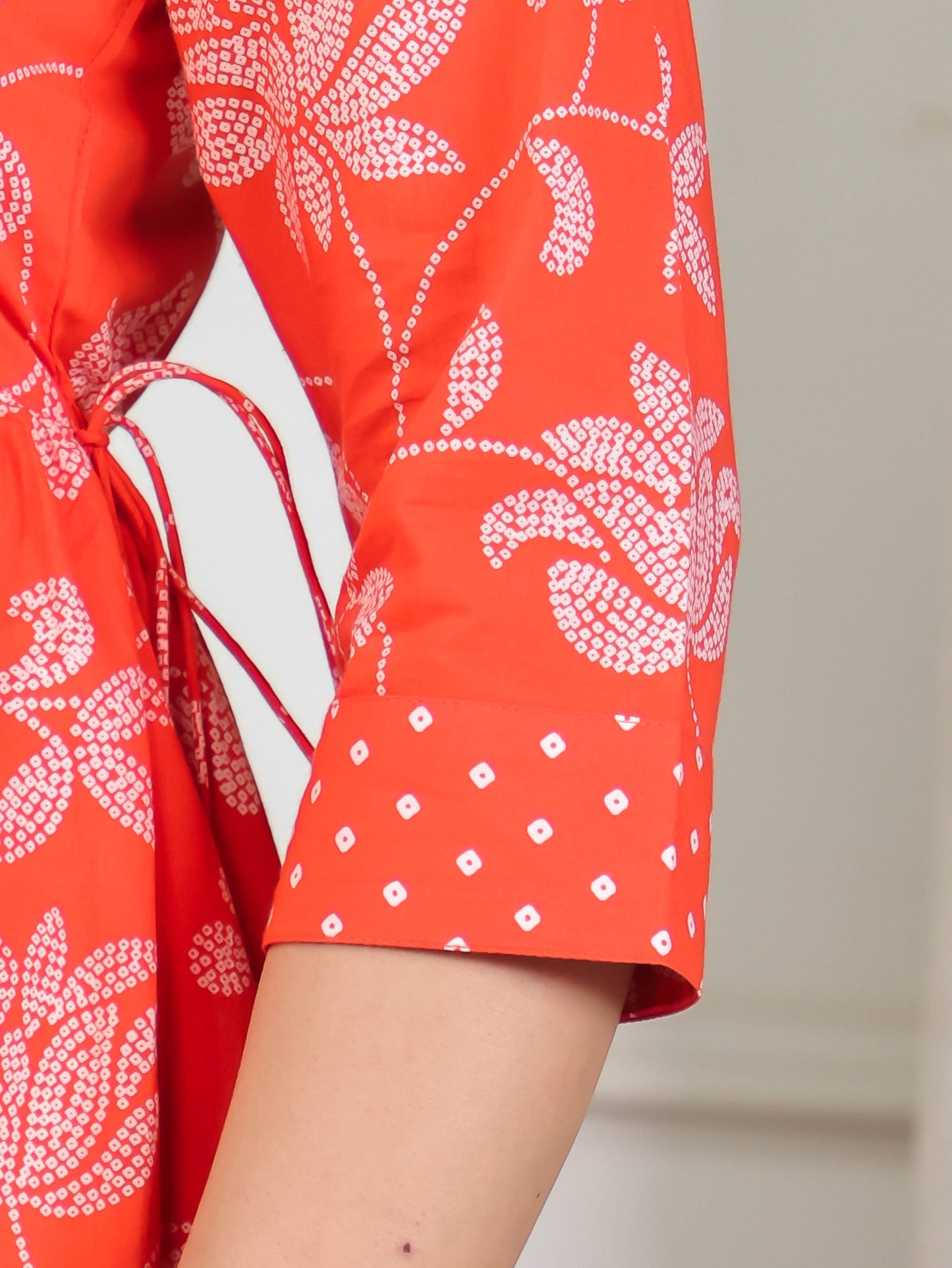 Soft Cotton Floral Anarkali Orange Dress