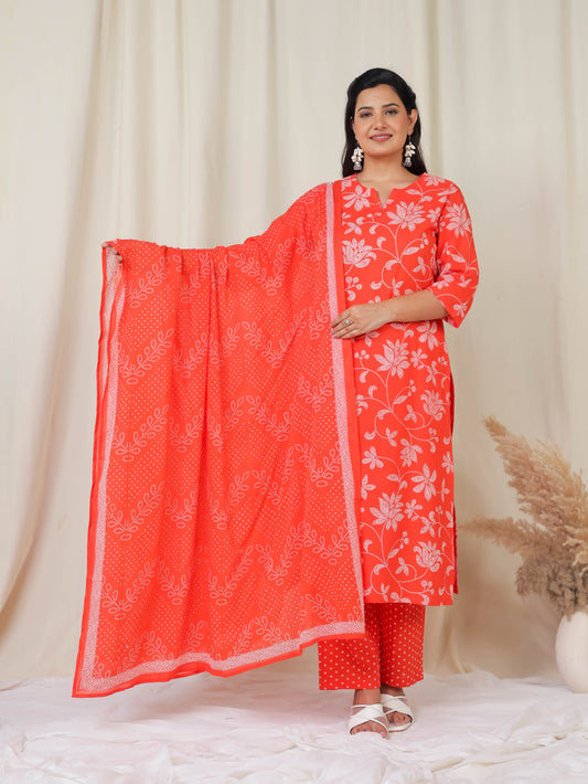 Cotton Voile Bandhani Orange Dupatta