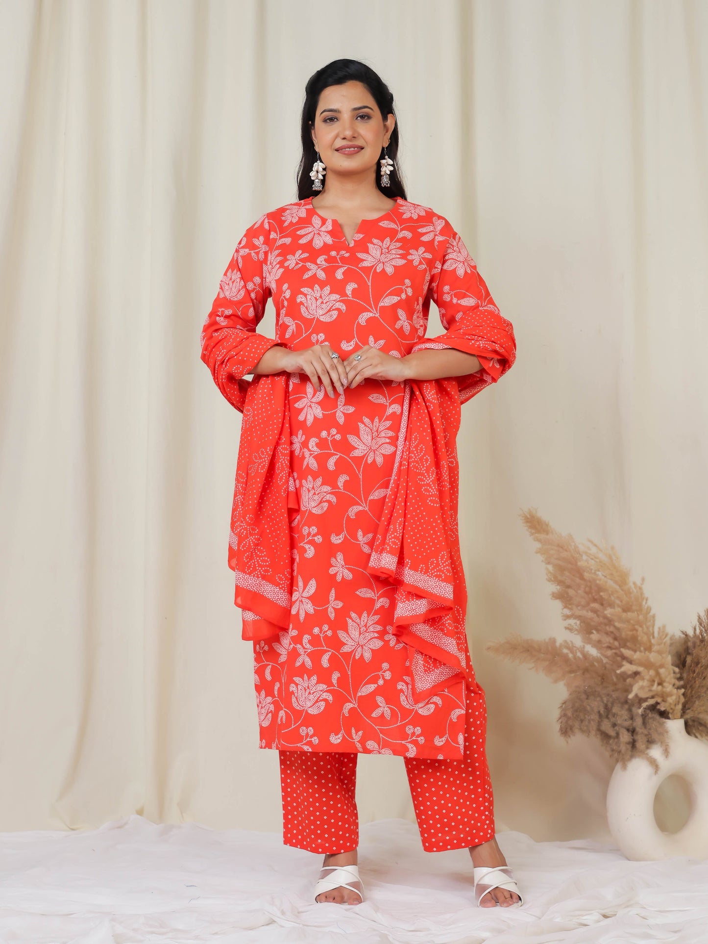 Cotton Voile Bandhani Orange Dupatta
