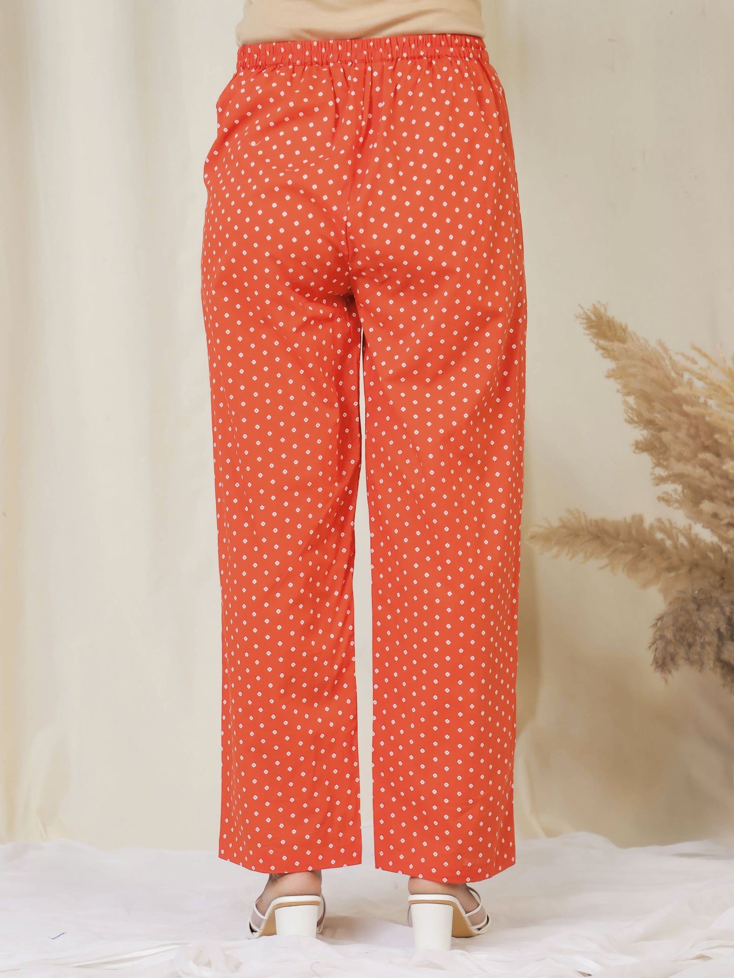 Soft Cotton Bandhani Straight Orange Kurta