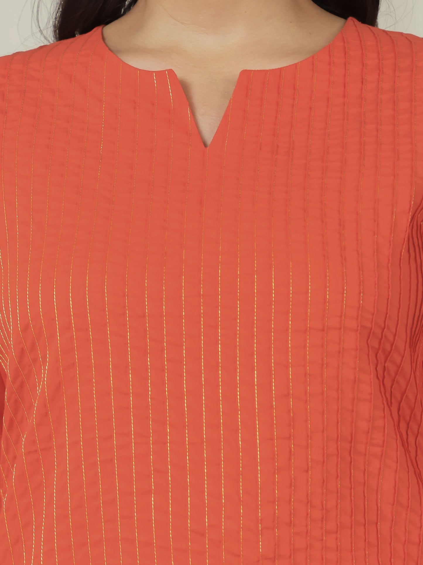 Soft Cotton Solid Straight Orange Kurta