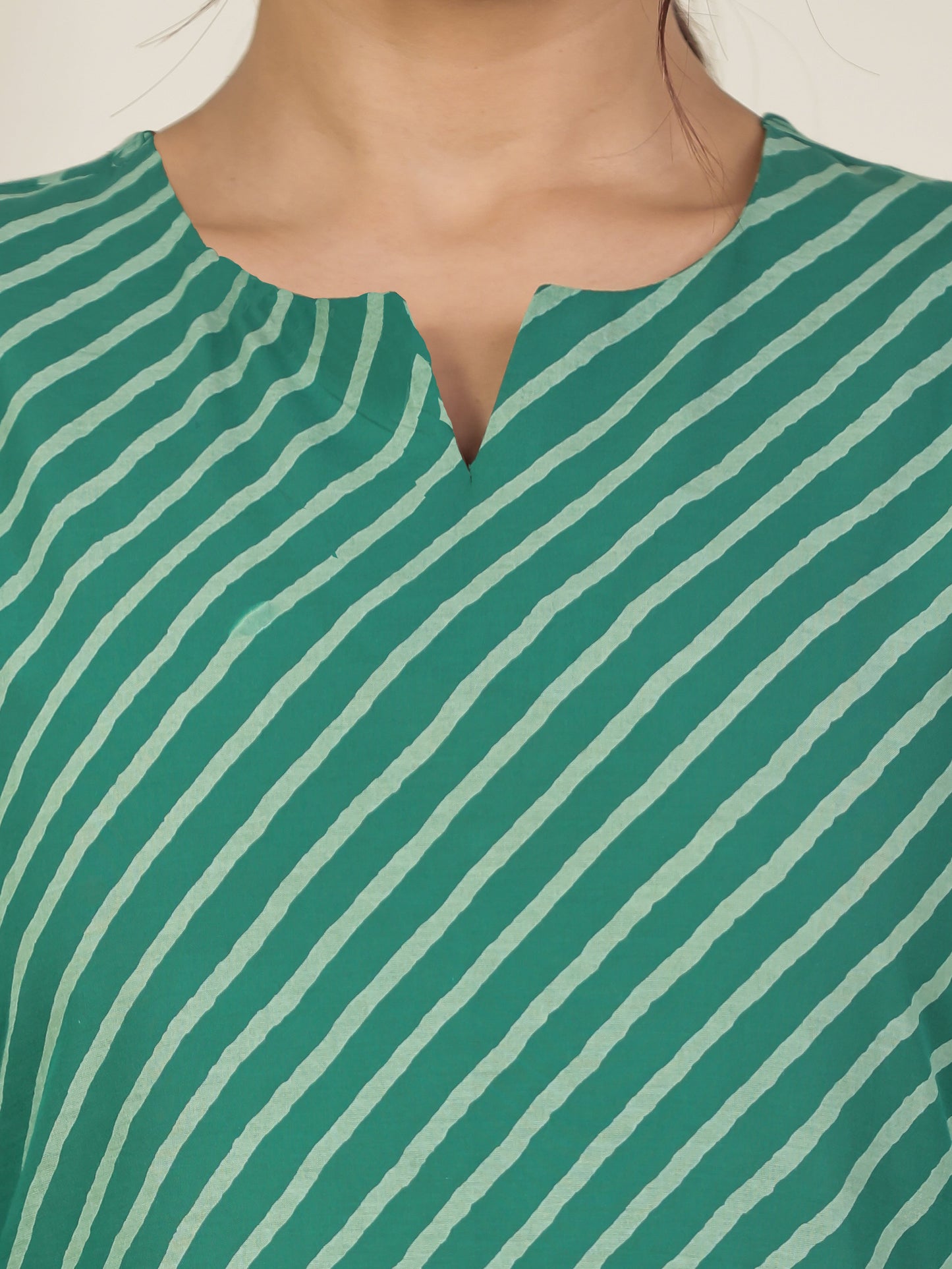 Soft Cotton Bandhani Straight Green Kurta