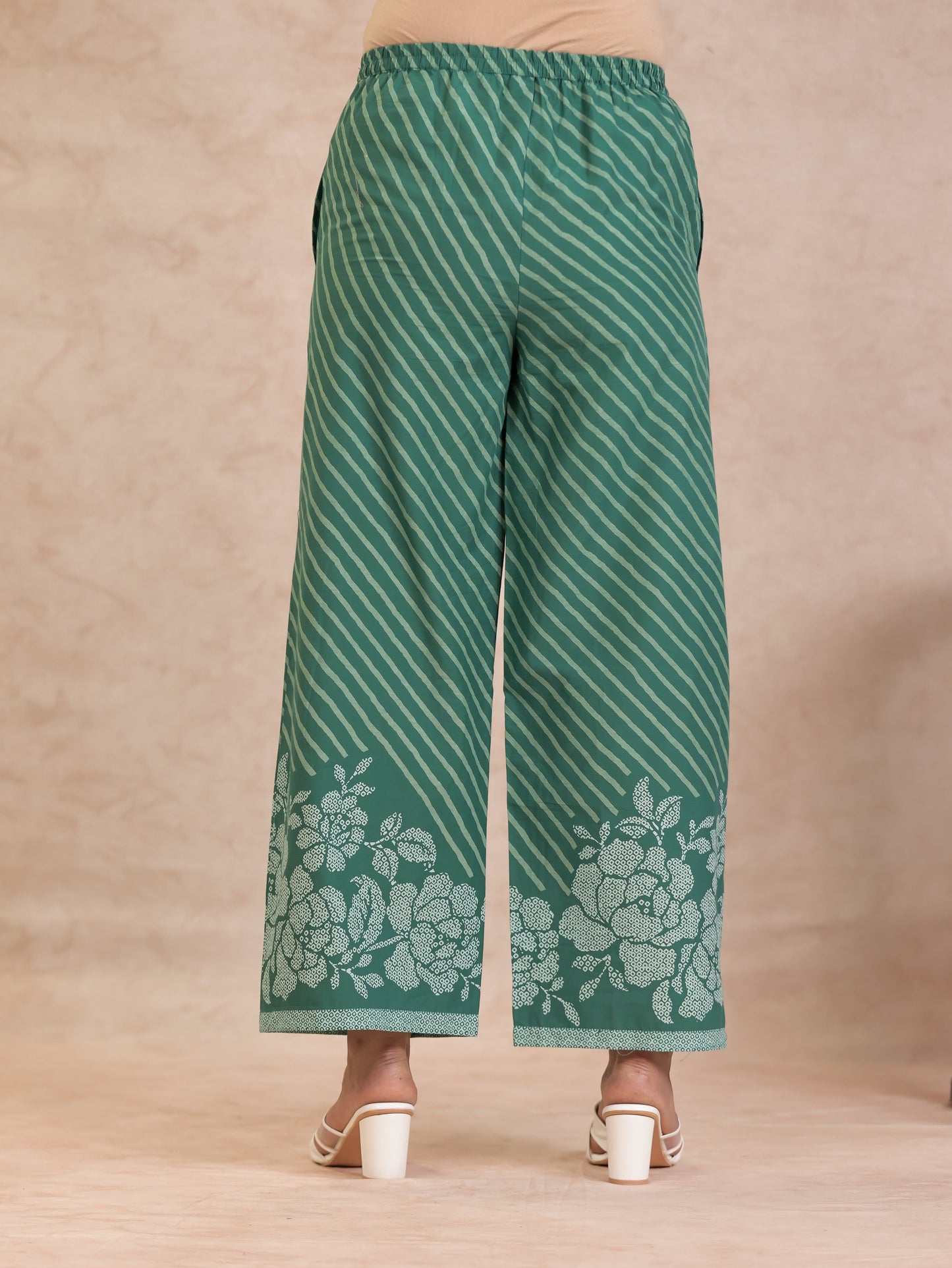 Soft Cotton Bandhani Straight Green Kurta