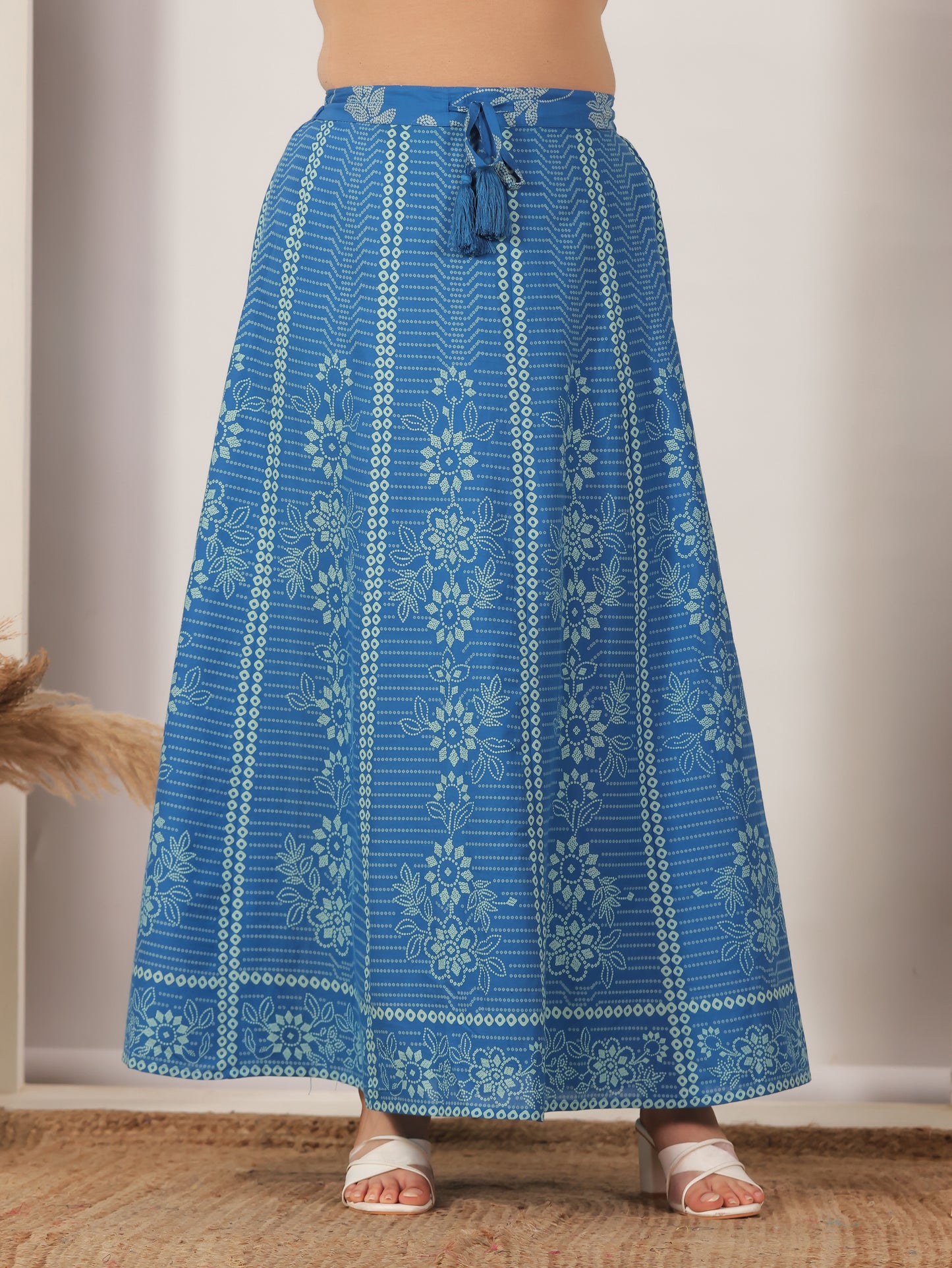 Soft Cotton Bandhani Blue Skirt