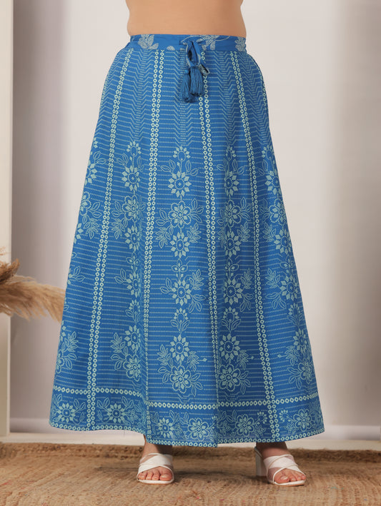 Soft Cotton Bandhani Blue Skirt