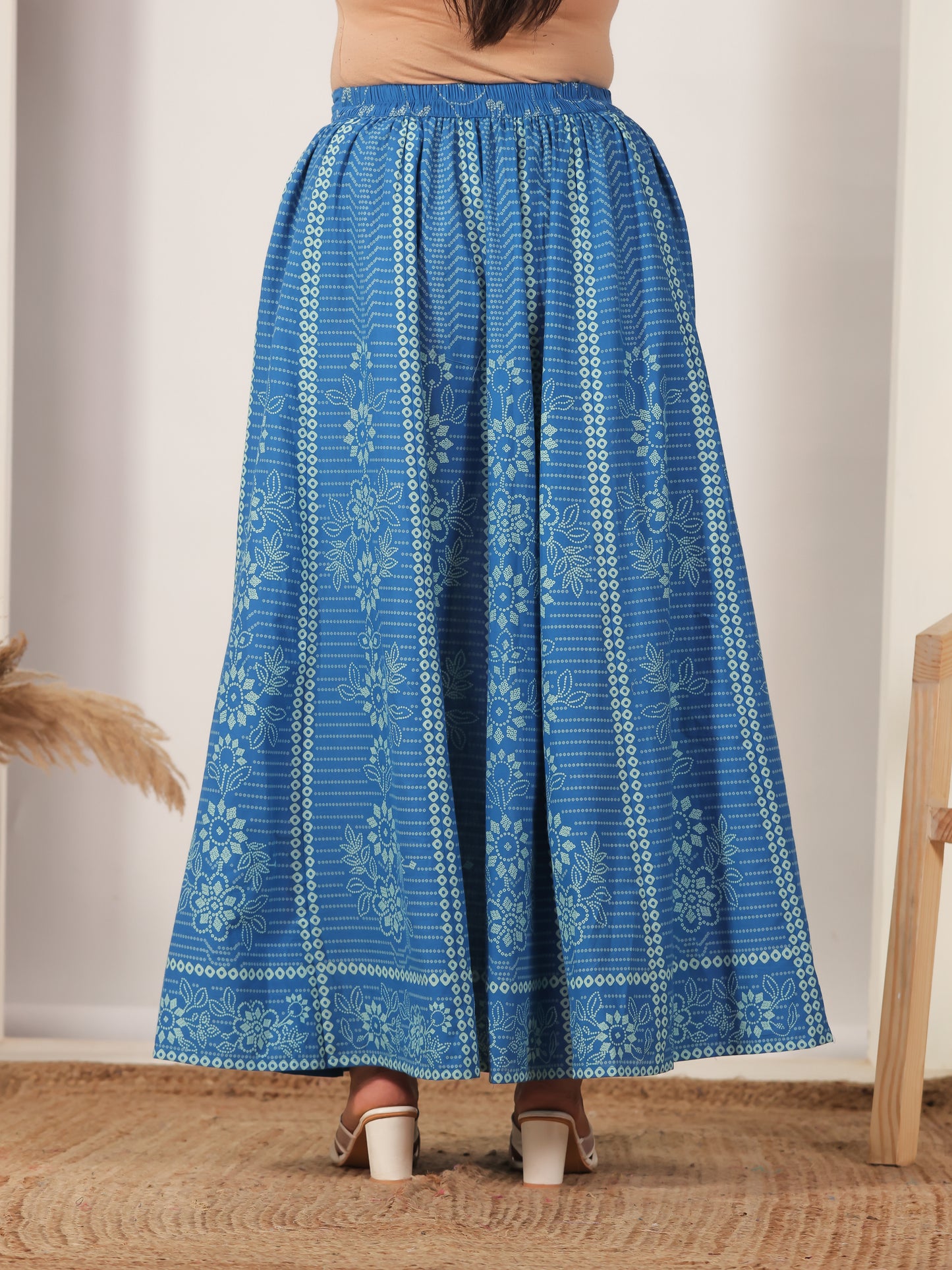 Soft Cotton Bandhani Blue Skirt