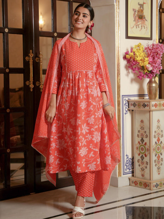 Cotton Voile Bandhani Orange Dupatta