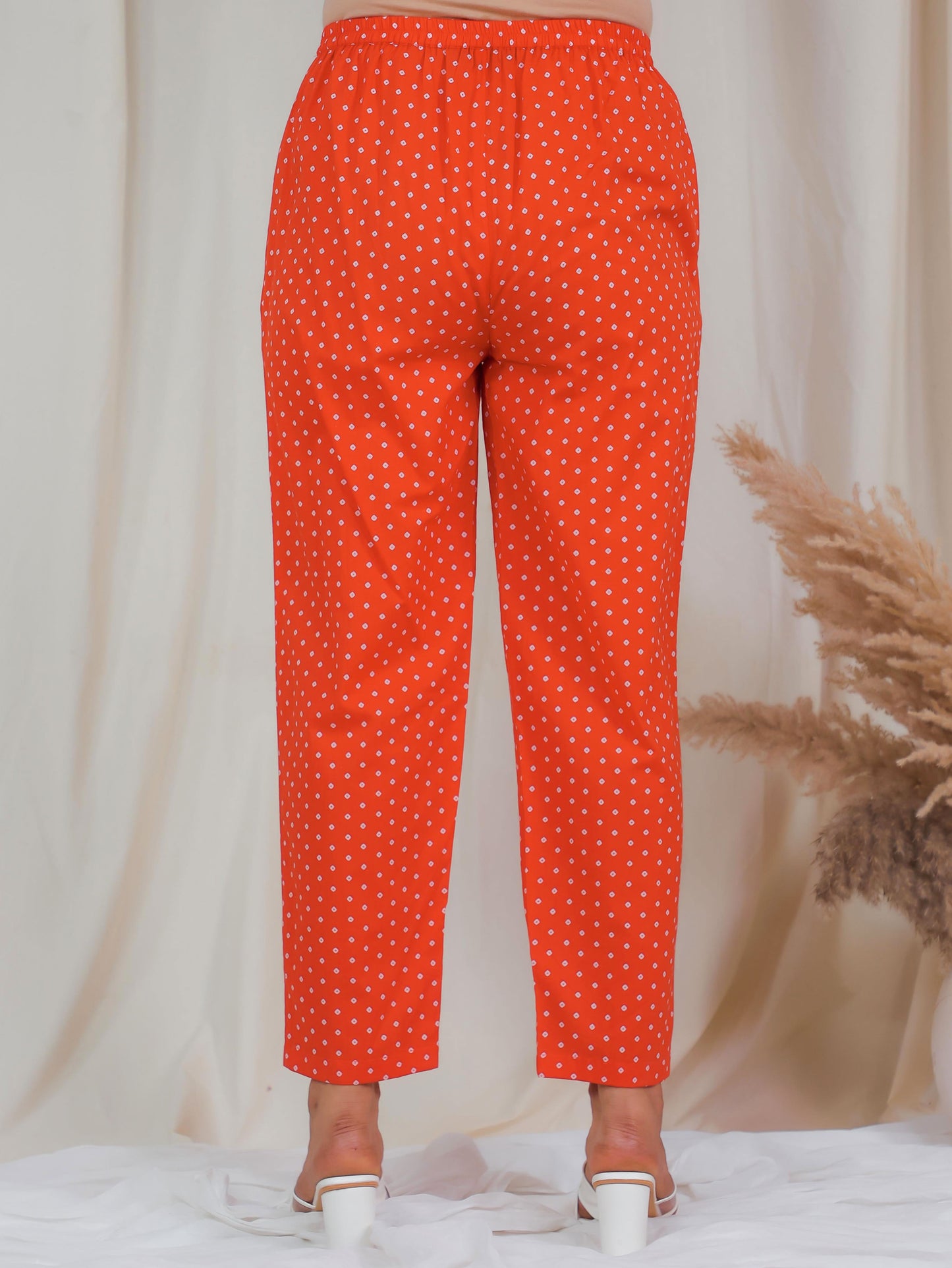 Soft Cotton Bandhani Flared Orange Kurta