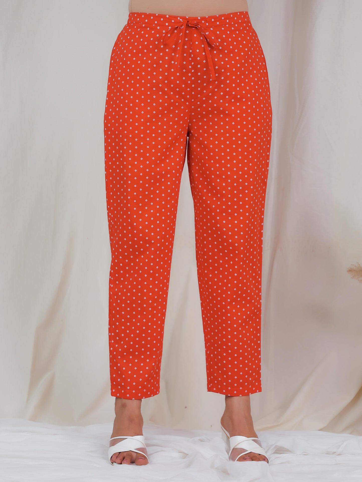 Soft Cotton Bandhani Flared Orange Kurta