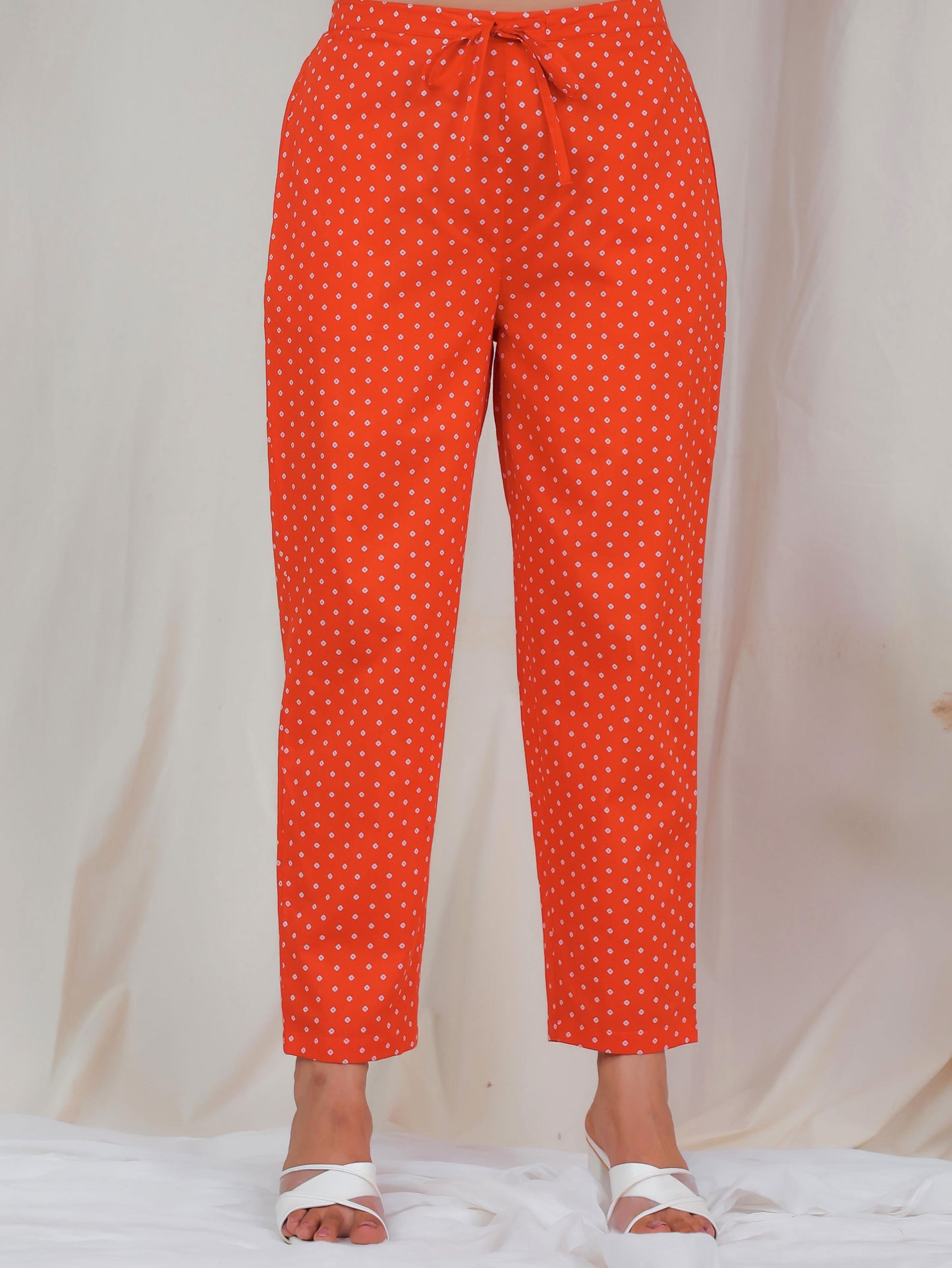 Soft Cotton Bandhani Flared Orange Kurta